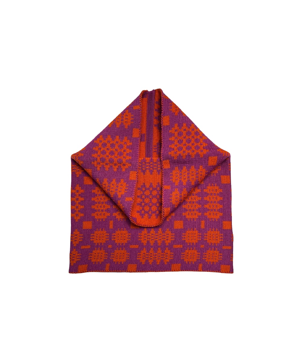 Mabli Women's Orange / Pink Carthen Merino Tube Scarf  - Violet / Pumpkin In Red