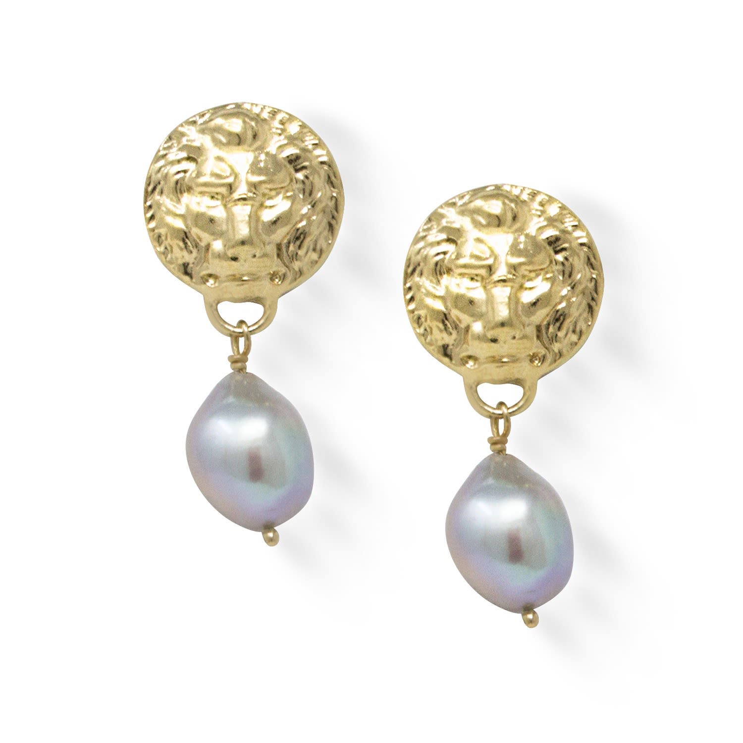 Vintouch Italy Women's The Lion Gold-plated Pearl Earrings In Gold