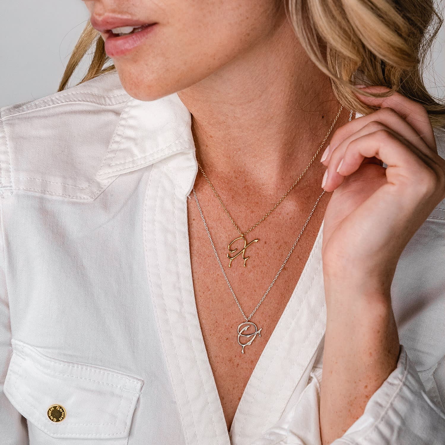 Dripping Initial Pendant Sterling Silver Necklace MARIE JUNE