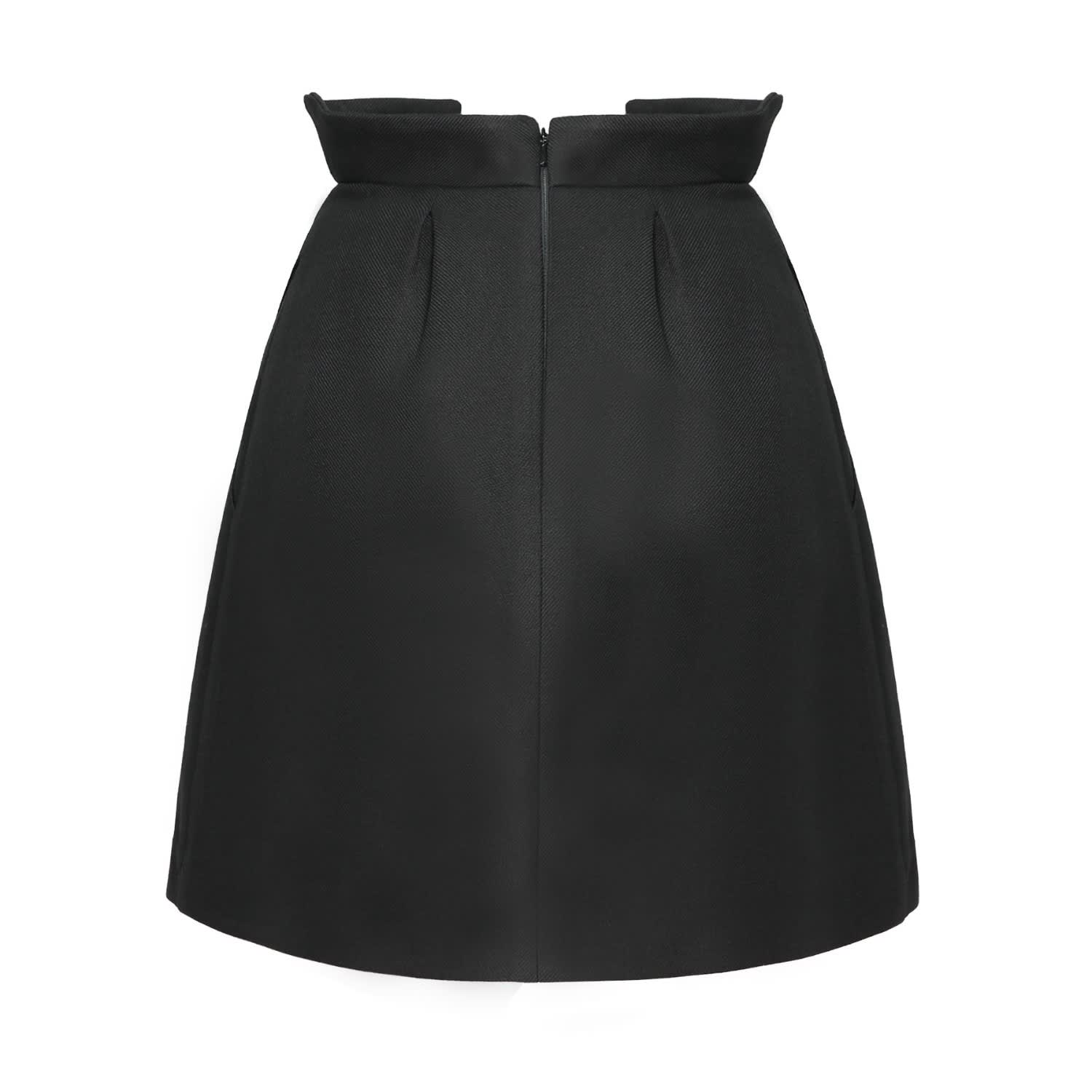 Wool Blend Wrap Mini Skirt - Black, AVENUE No.29