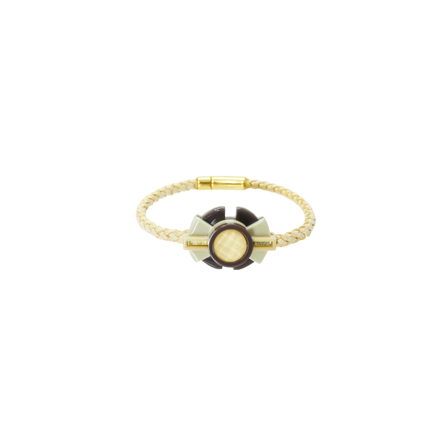 Gissa Bicalho Women's Neutrals Acrylic Handmade Bracelet Oca Kahki In Multi