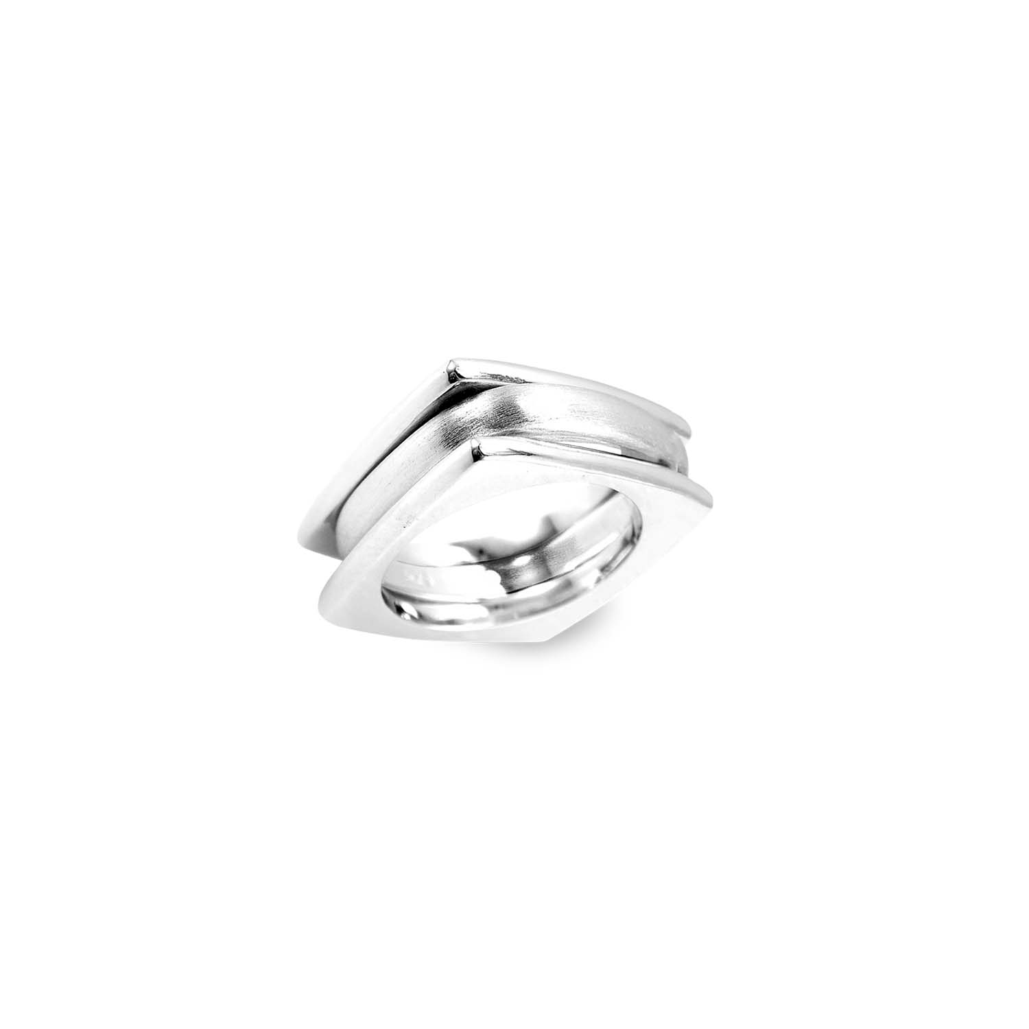 Sally Skoufis Men's Shadow Ring With Brushed Sterling Silver In Silver