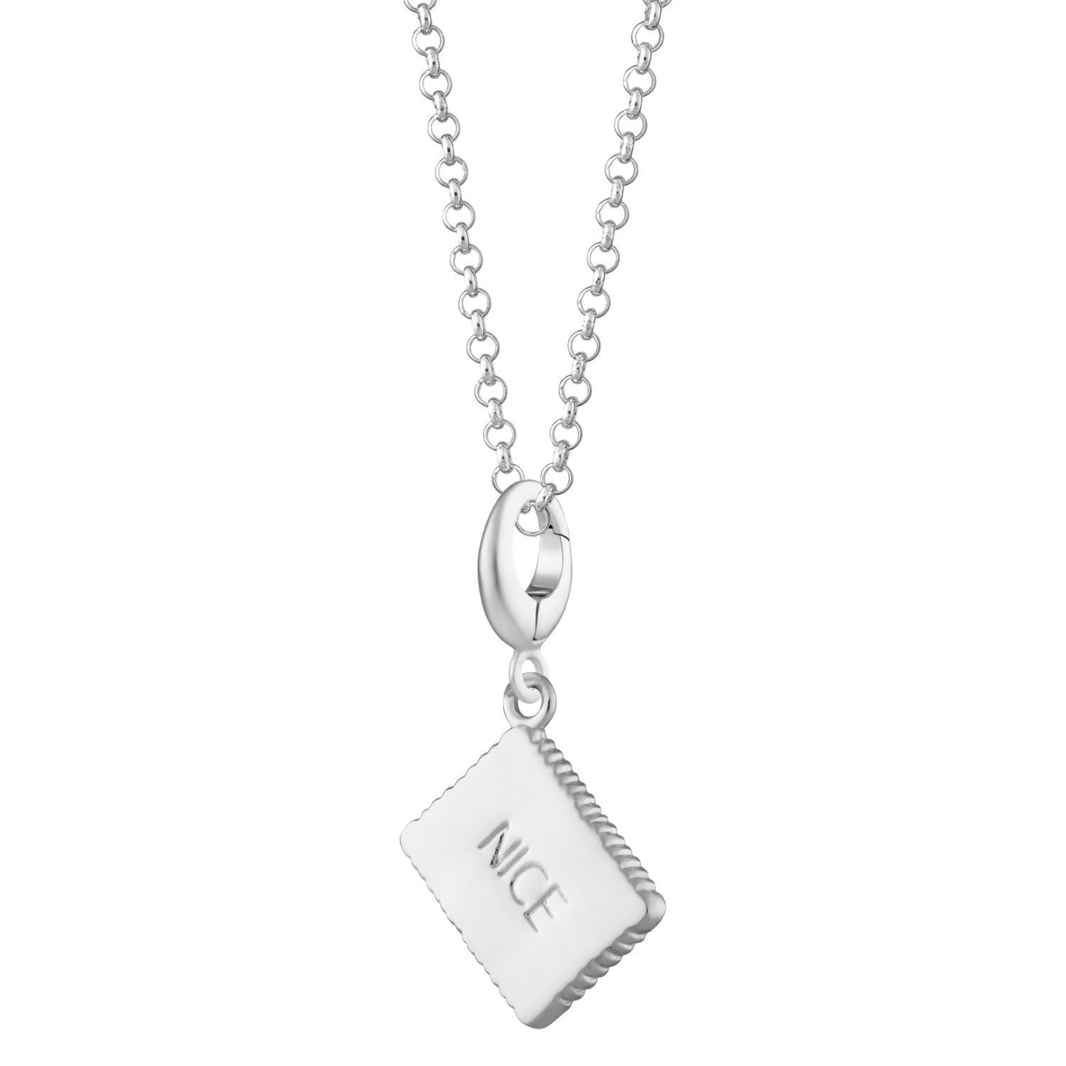 Lily Charmed Women's Sterling Silver Nice Biscuit Charm Necklace