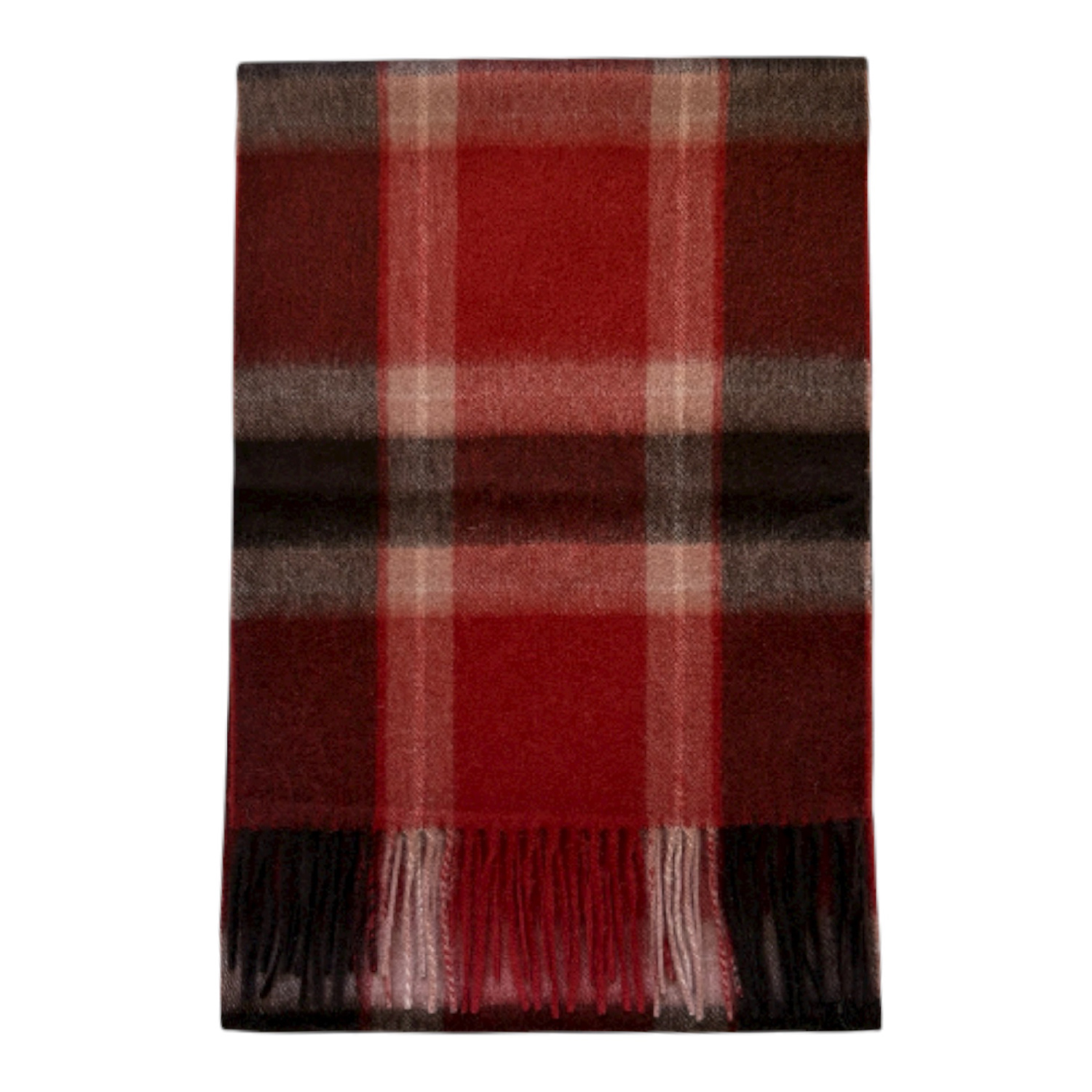 Nuaje Nuaje Women's Red / Brown Mongolian Cashmere Scarf In Russet Plaid In Red