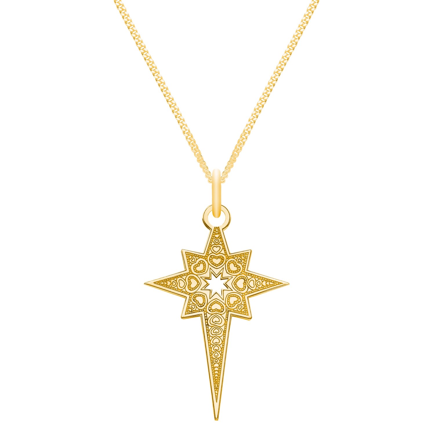 Cartergore Women's Medium 9ct Gold North Star Pendant Necklace In Gold