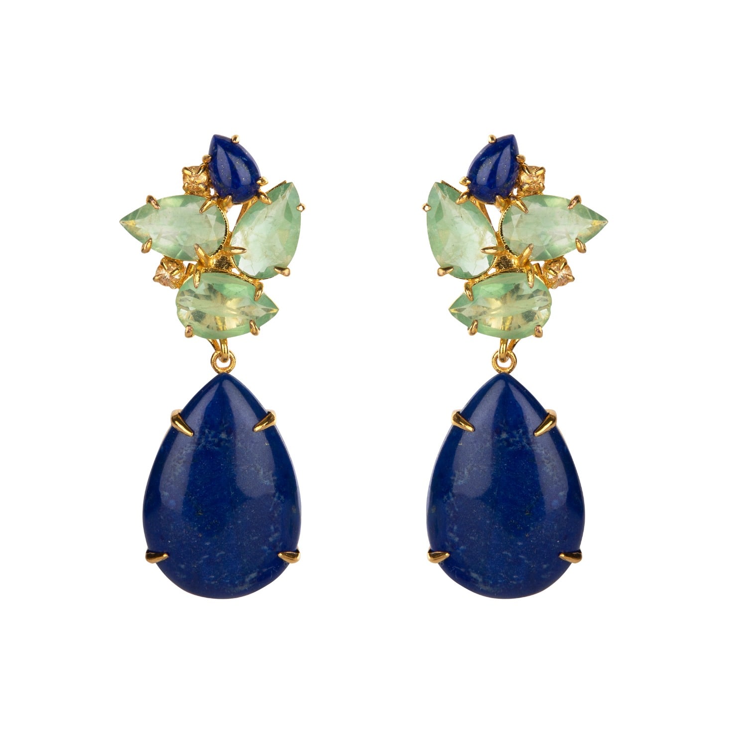 Bounkit Women's Blue / Green Caroline Earrings Clip On In Multi