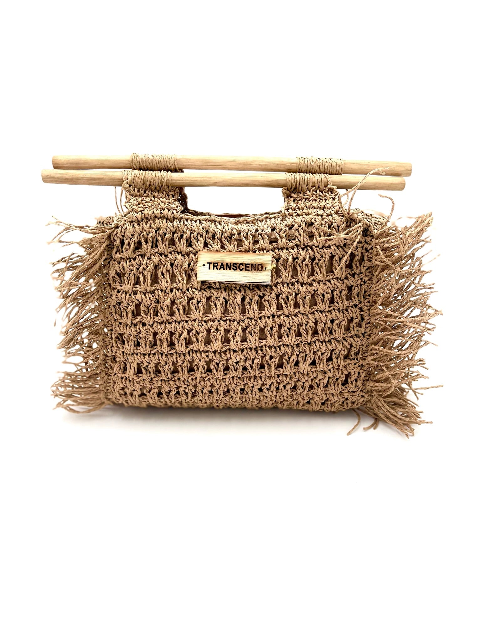 Women’s Neutrals Nisa Handwoven Rectangular Raffia Hand Bag With Wooden Handles One Size Transcend