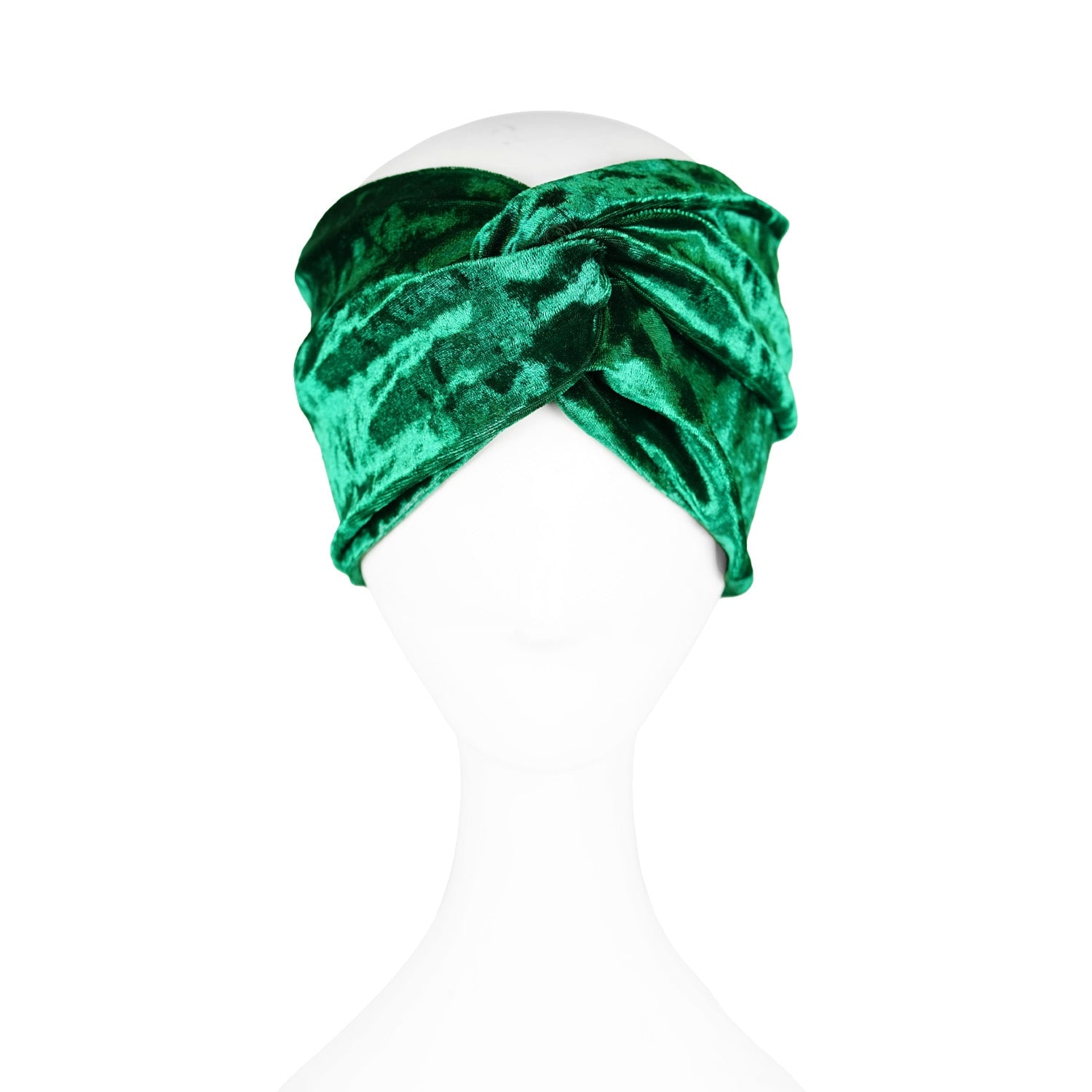 Jennafer Grace Women's Green Emerald Crushed Velvet Twist Headband