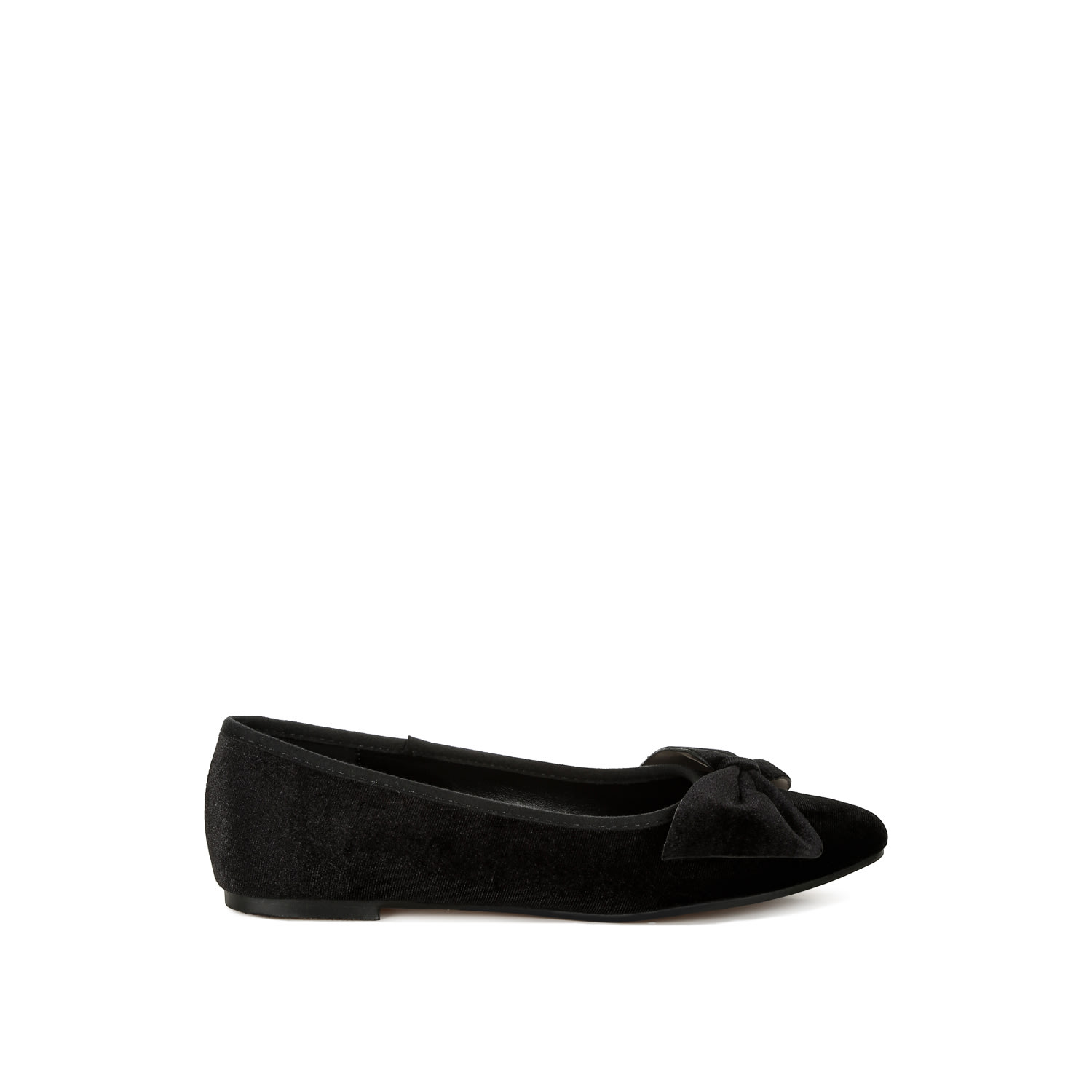 Rag & Co Women's Pothos Luxurious Velvet Bow Ballerinas In Black In Black