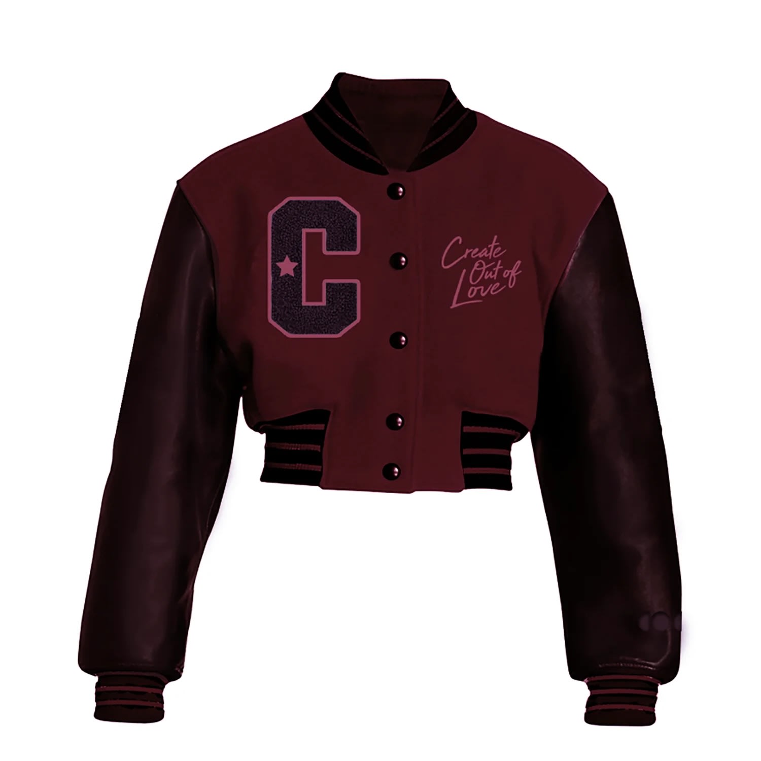 Women's Red Burgundy Varsity Cropped Jacket | Small | Cool Creative