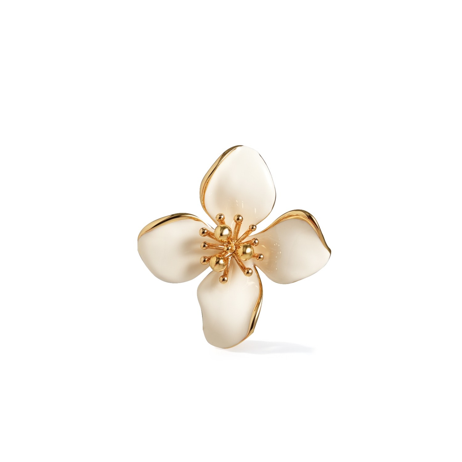 Retro Chic Women's White / Gold Iris Blossom Brooch In Multi