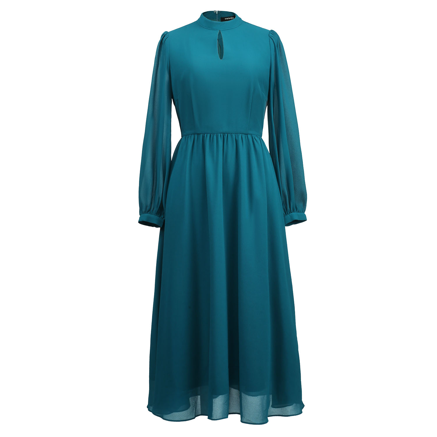 Smart And Joy Women's Keyhole Neckline Blouse Dress - Green In Green