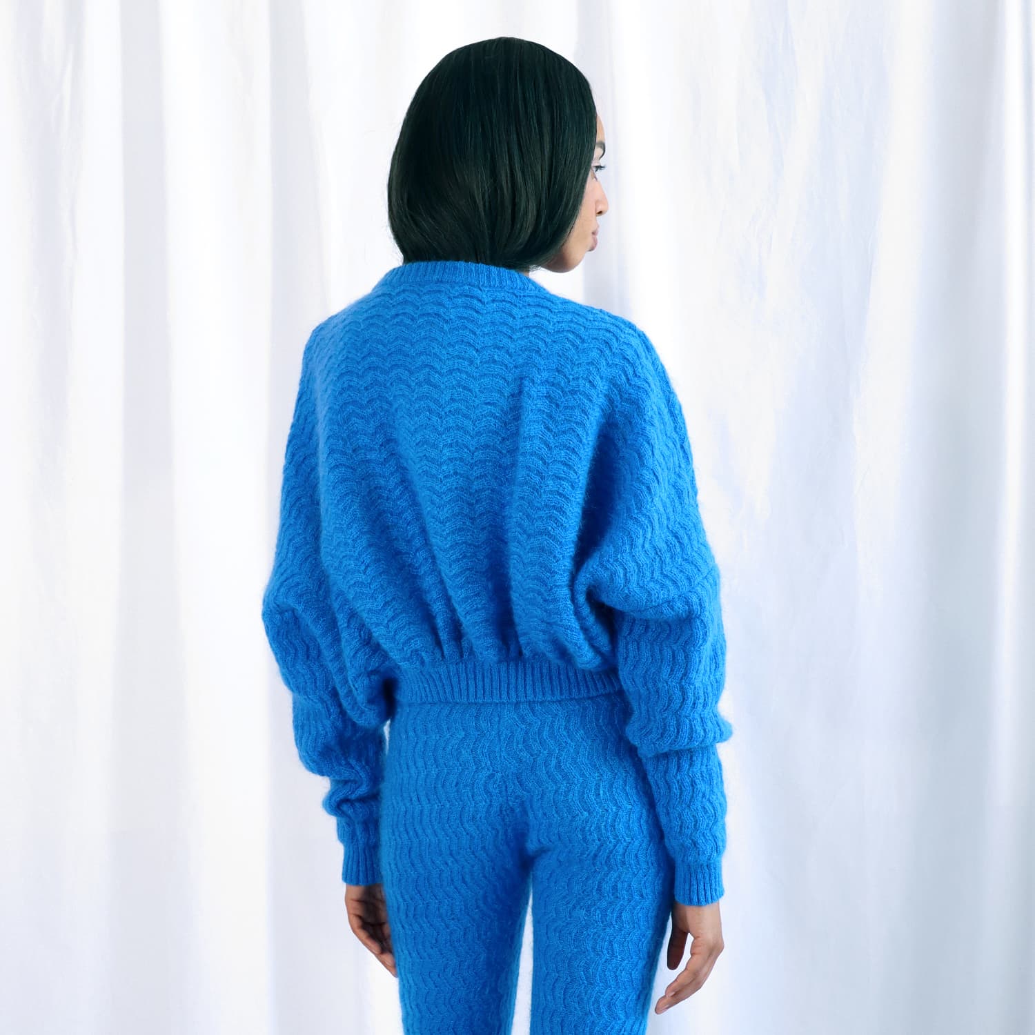 Mohair Zigzag Bubble Sweater - Electric Blue, CCY currency