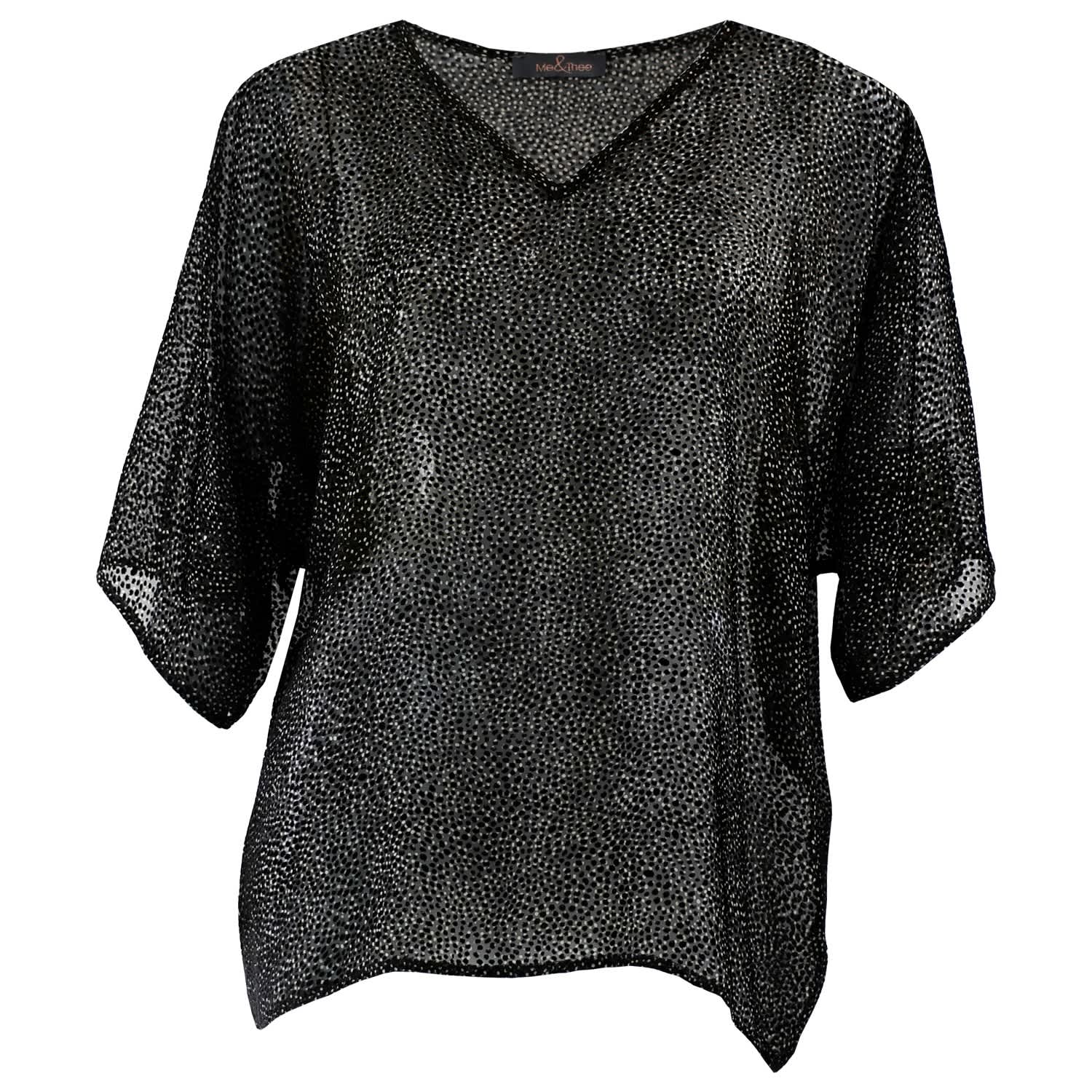 Compassion Fatigue Black Devore V Neck Top (XL) | Me & Thee | Wolf & Badger