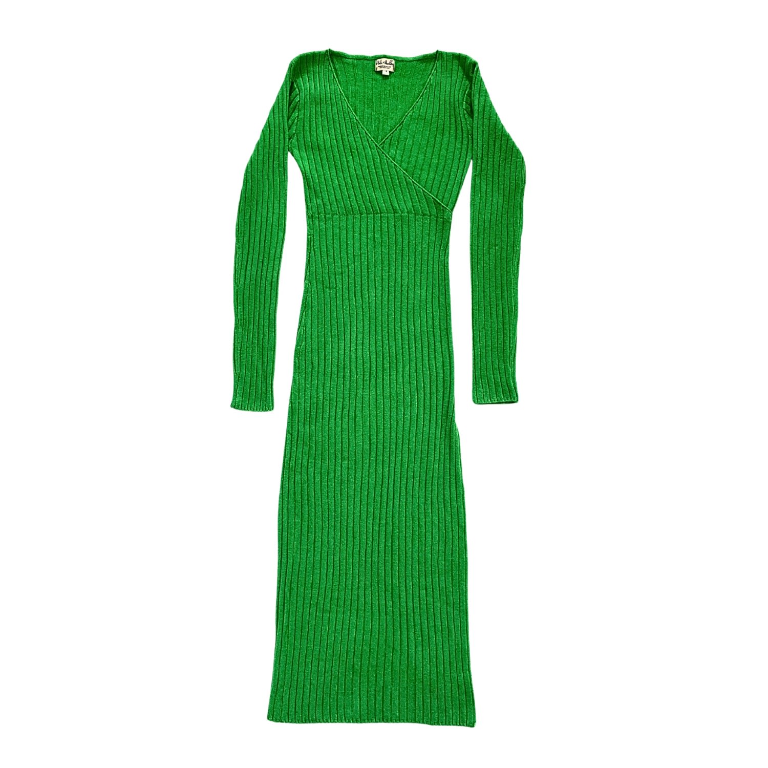 Pink Haley Women's Green Destiny Side Split Knit Sweater Dress In Green