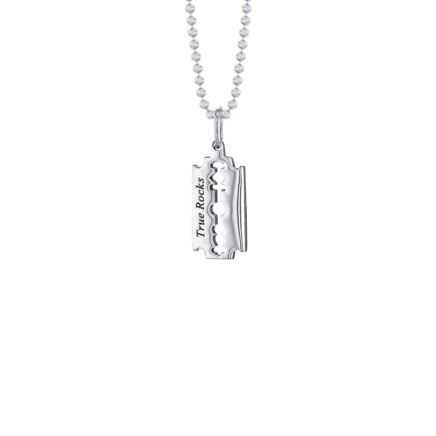 Men's Necklace / Long Silver Chain With Razor Blade 