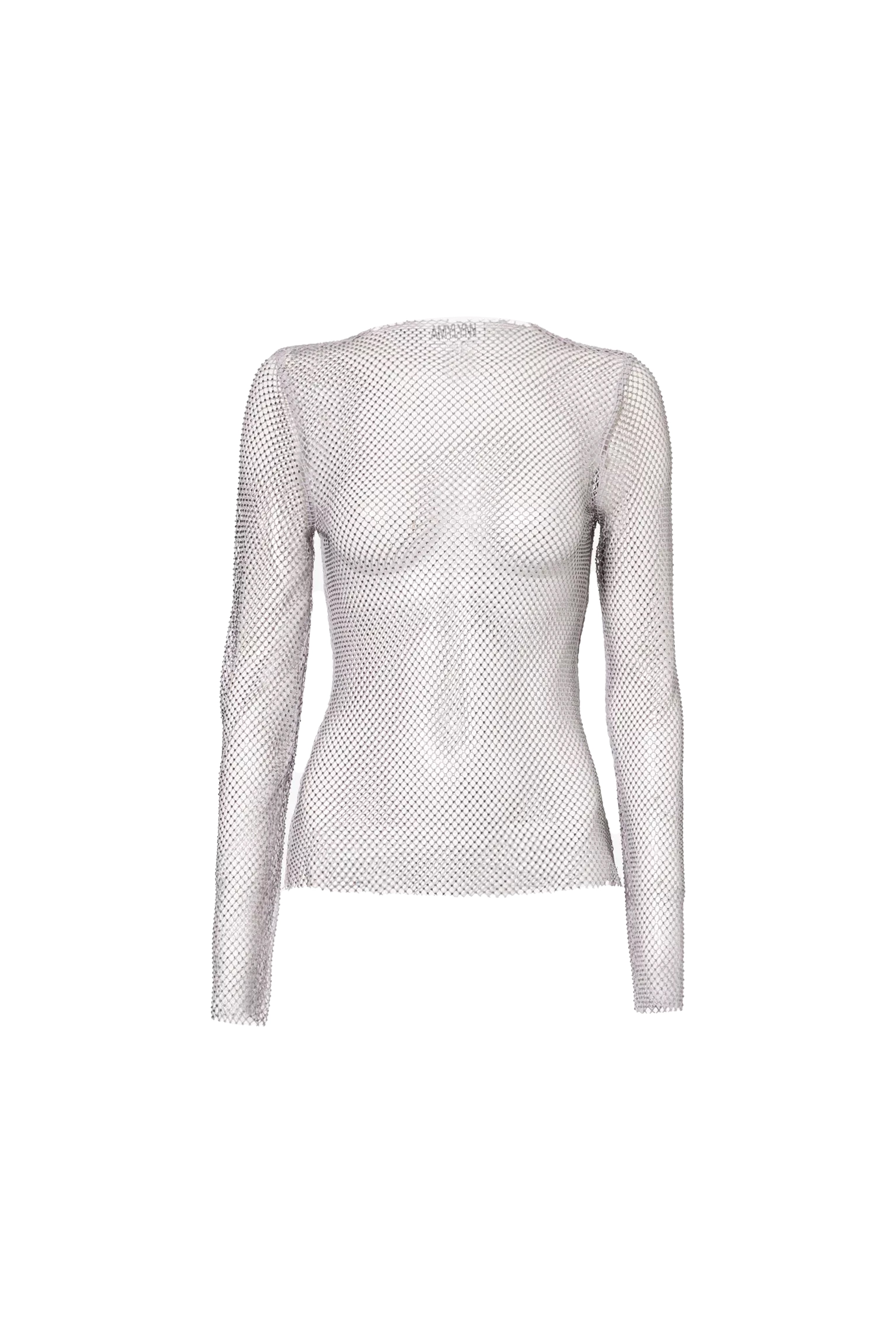 Amy Lynn Womens Grey Net Rhinestone-embellishment Woven Top In Grey