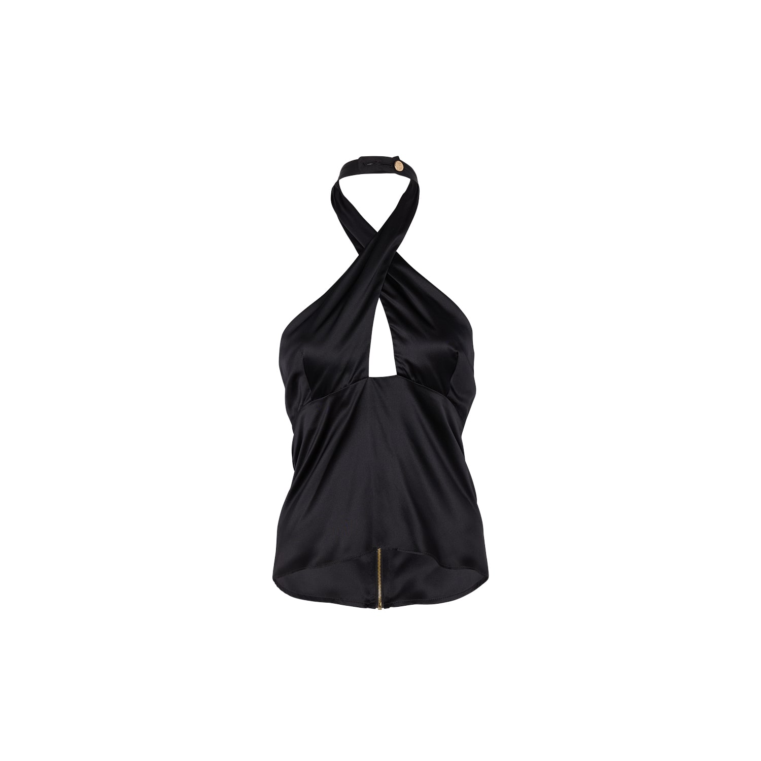 Zetaye Women's Avery Silk Halter Top Black In Black