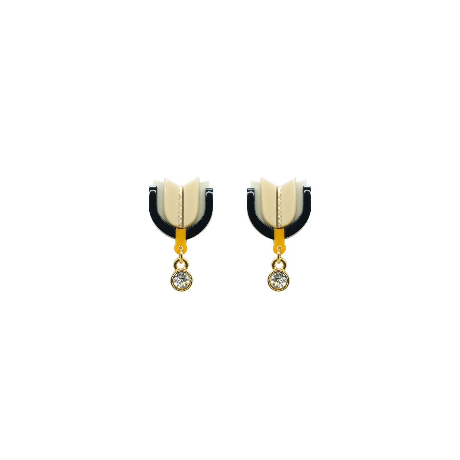 Gissa Bicalho Women's Neutrals Acrylic Handmade Earring P Alamanda Kahki In Gold