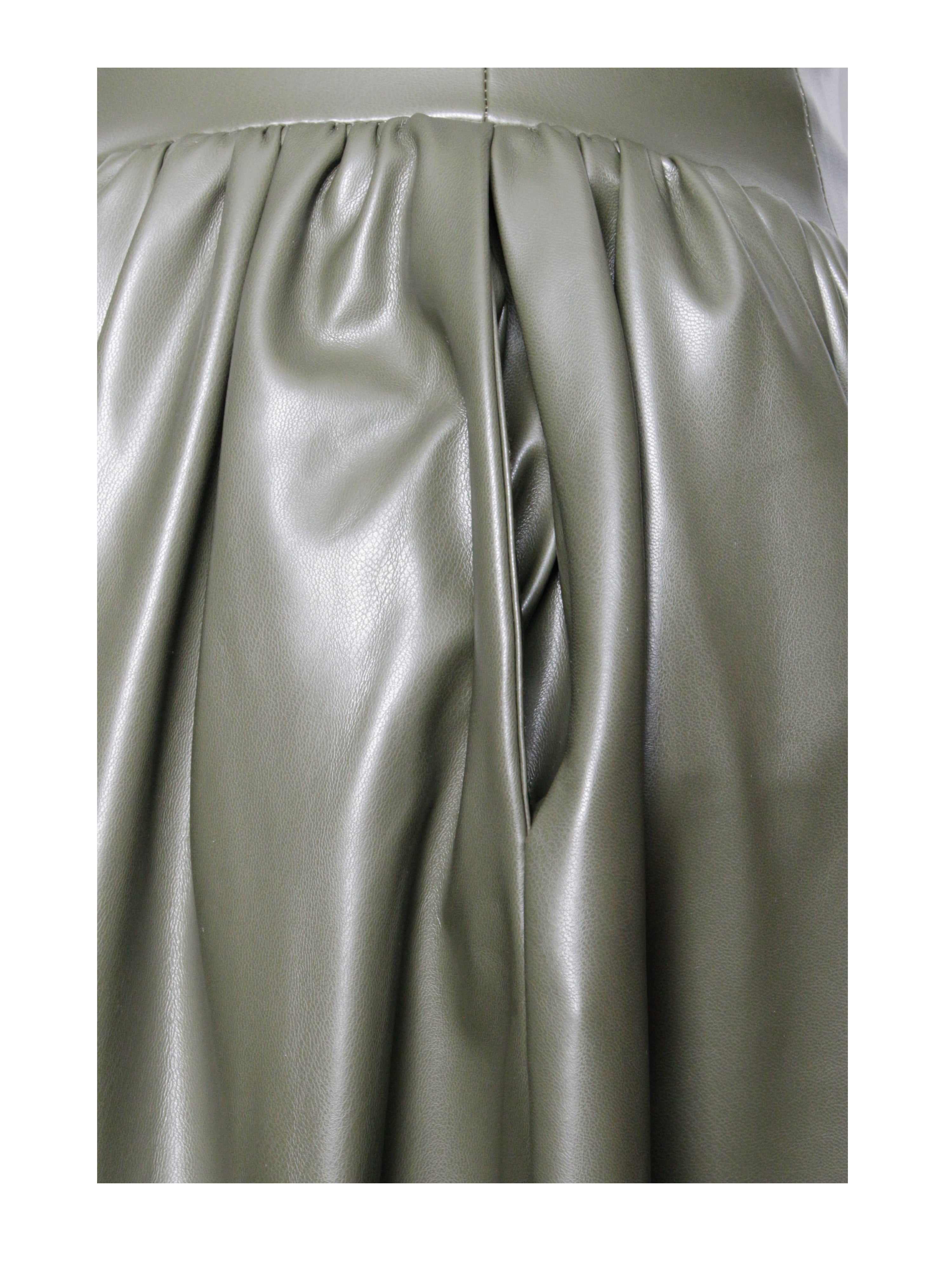 Eliana Olive Vegan Leather Dress | Miss Circle New York | Wolf & Badger