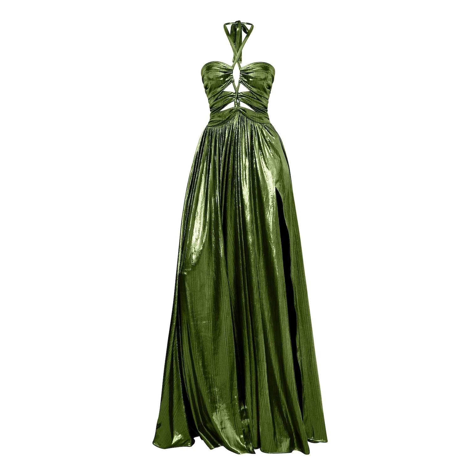 slim fit dress slacks Jessalynn Cut-Out Long Sleeve Maxi Dress Green main image 0
