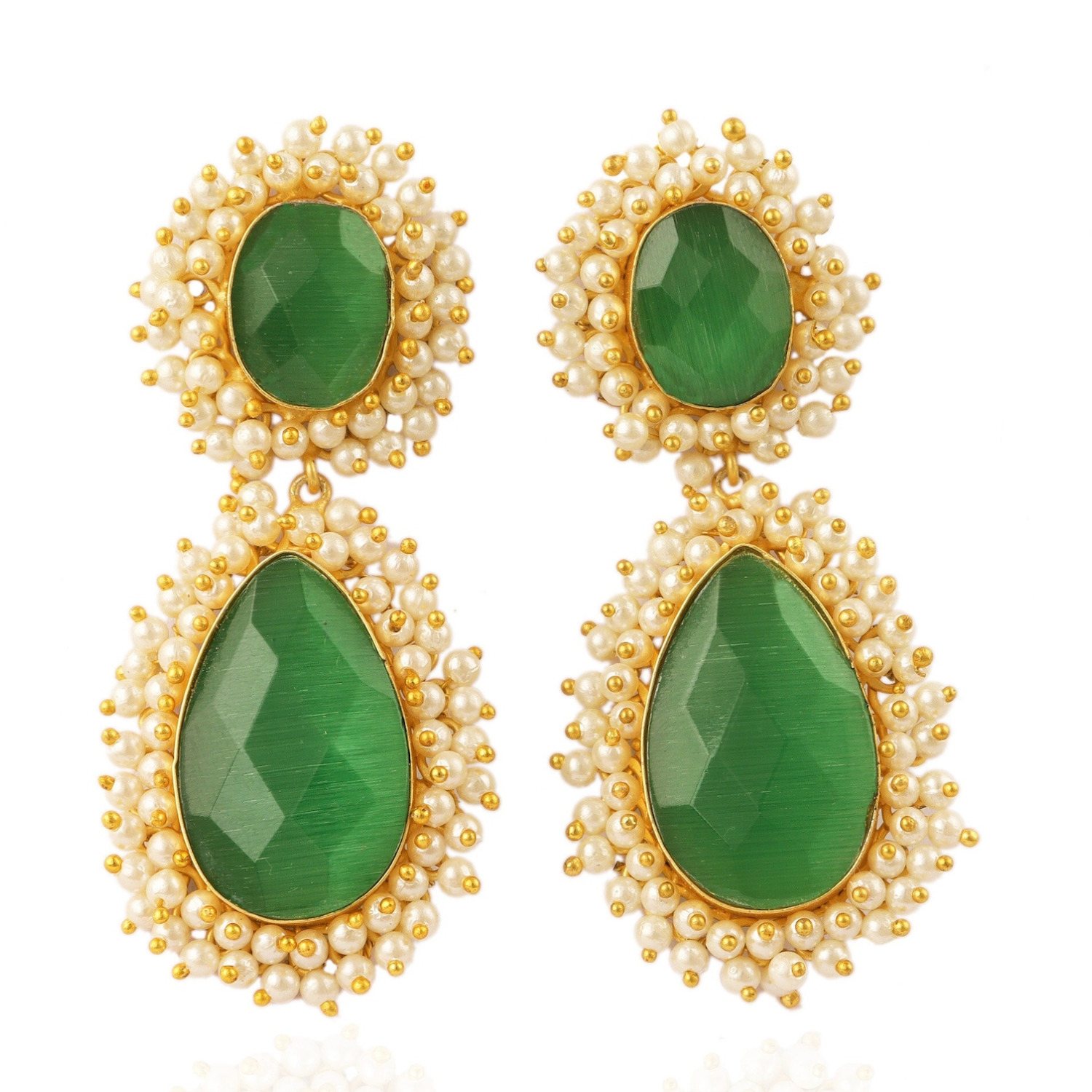 Sibylla Delphica Women's Green / White Dimitra - Green Earrings With Pearls In Multi