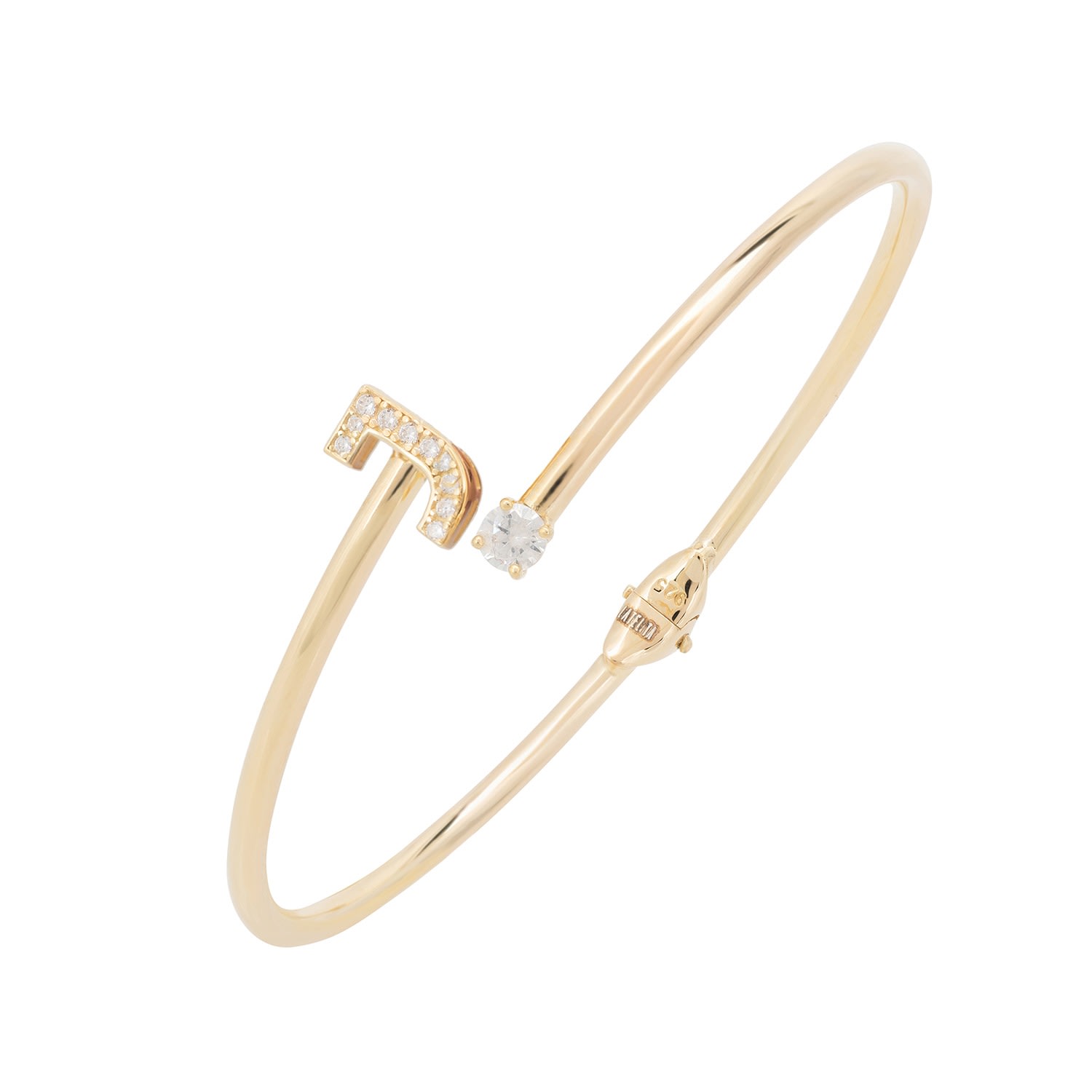 Women’s Gold / White Initial Bangle Gold J Latelita