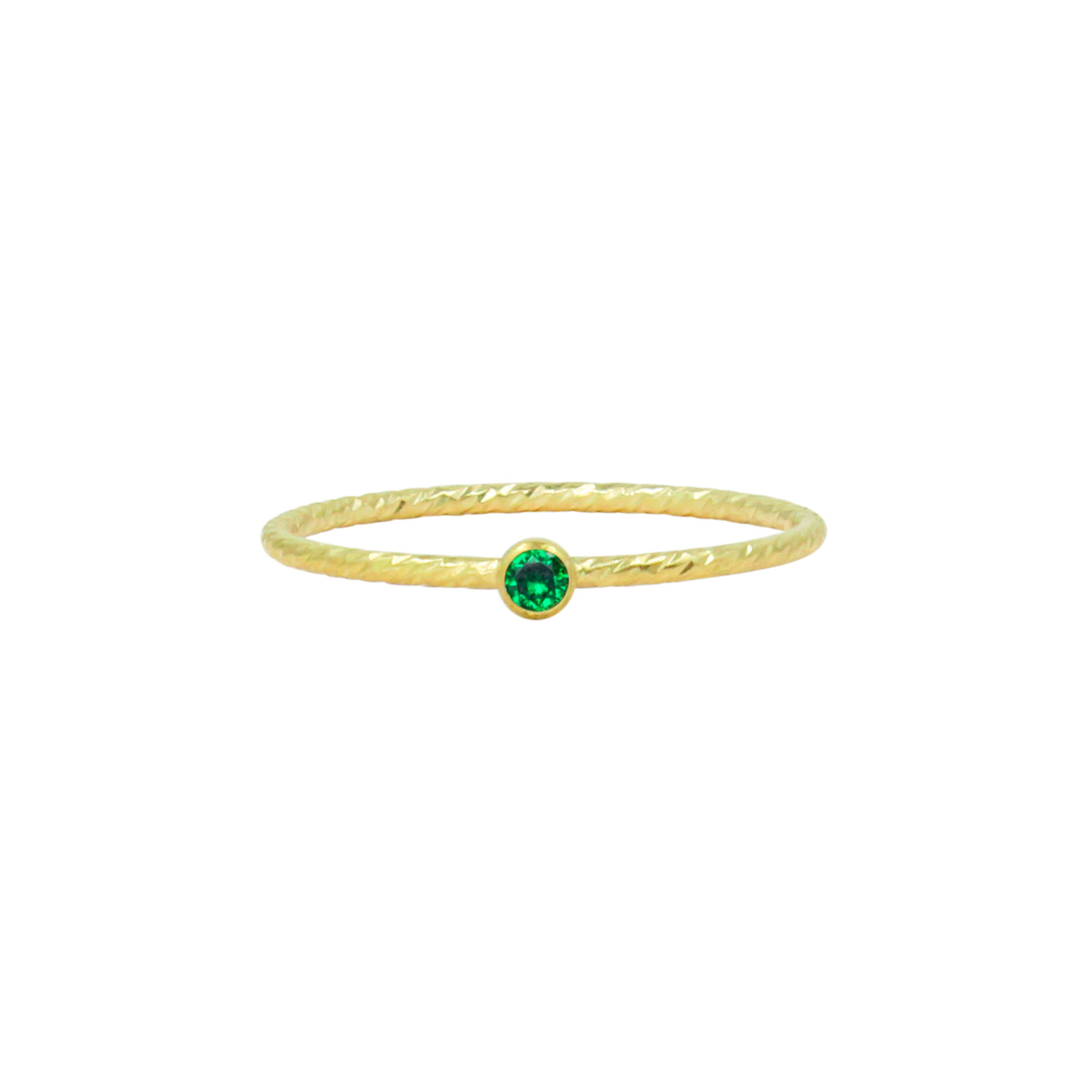 Women’s Gold Filled May Emerald Birthstone Stacking Ring Lucky Eleven