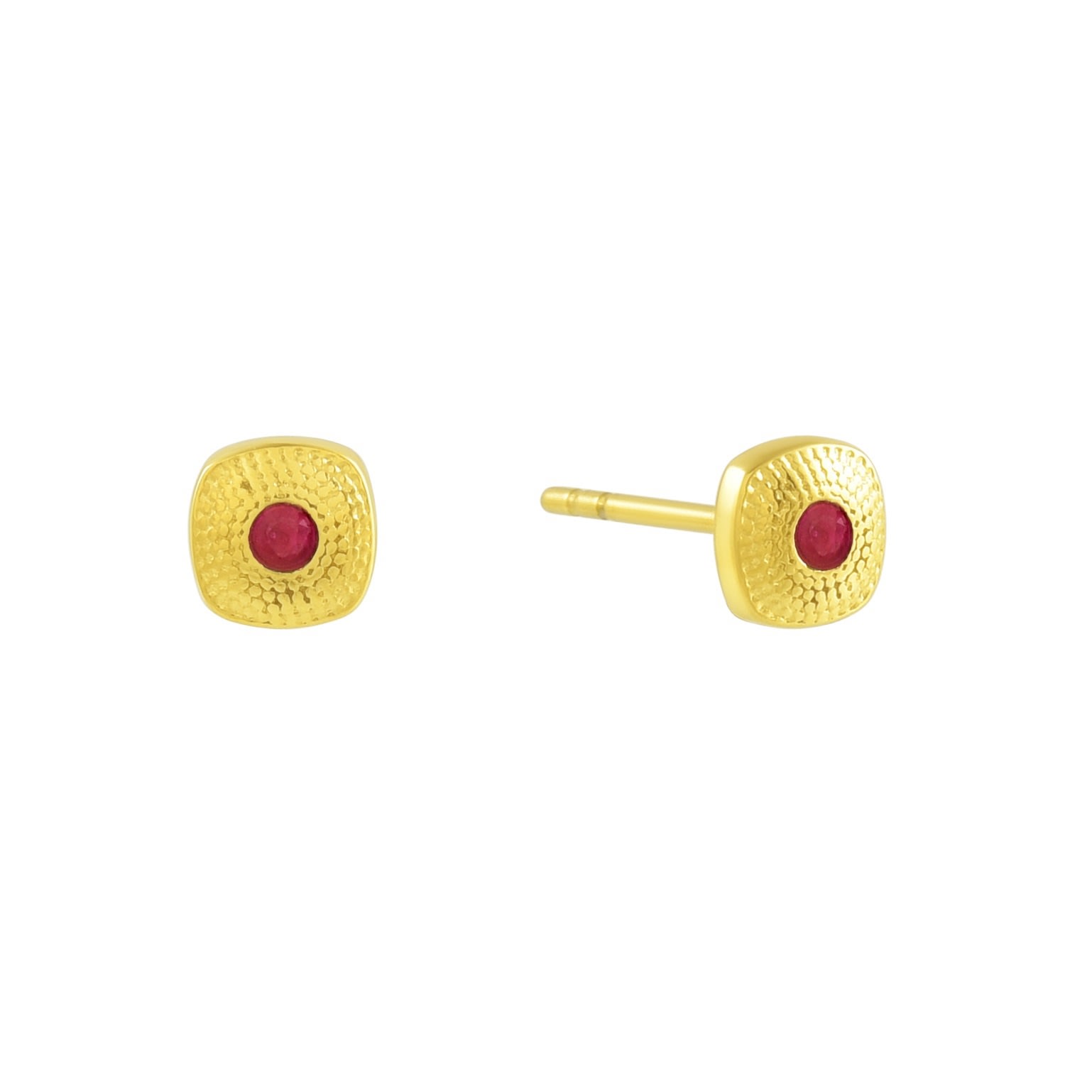 Women’s Gold Pink Gems Granulated Studs Water Resistance Premium Plating Arvino