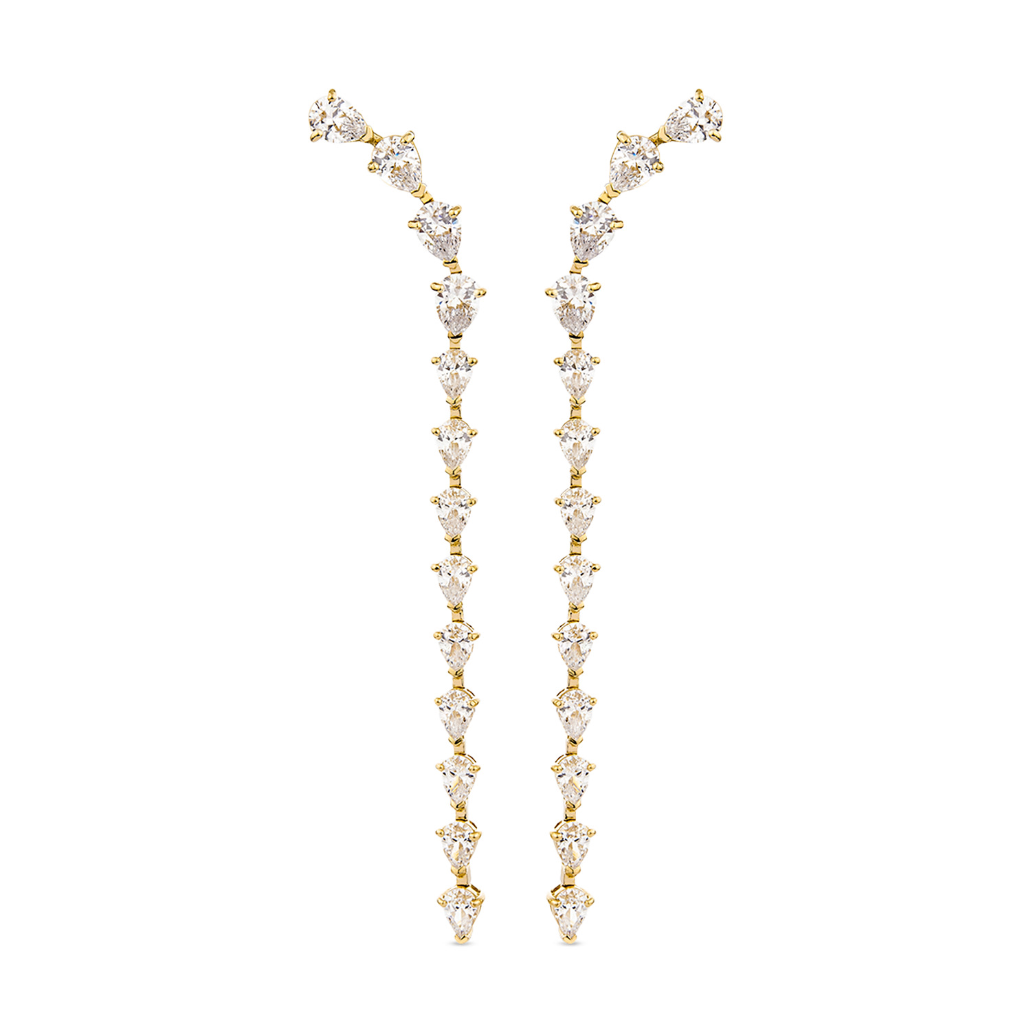 Sally Skoufis Women's Gold / White Cascade Drop Earrings With Man Made Cz Diamond Stimulant In Sterling Silver & 1 In Multi