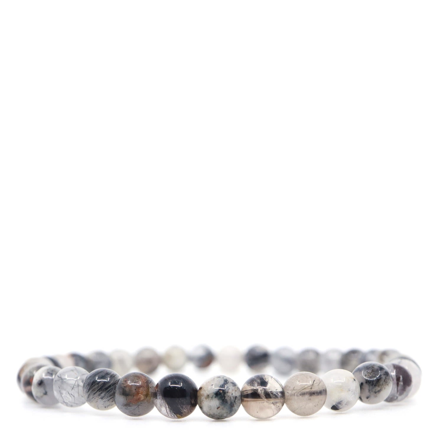 Shar Oke Men's Rutilated Black Quartz Beaded Bracelet In Black