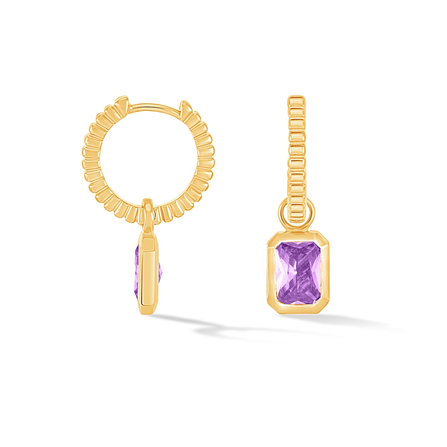Dower & Hall Women's Gold / Pink / Purple Amethyst Humbug Huggie Charm Hoops In Gold Vermeil In Gold