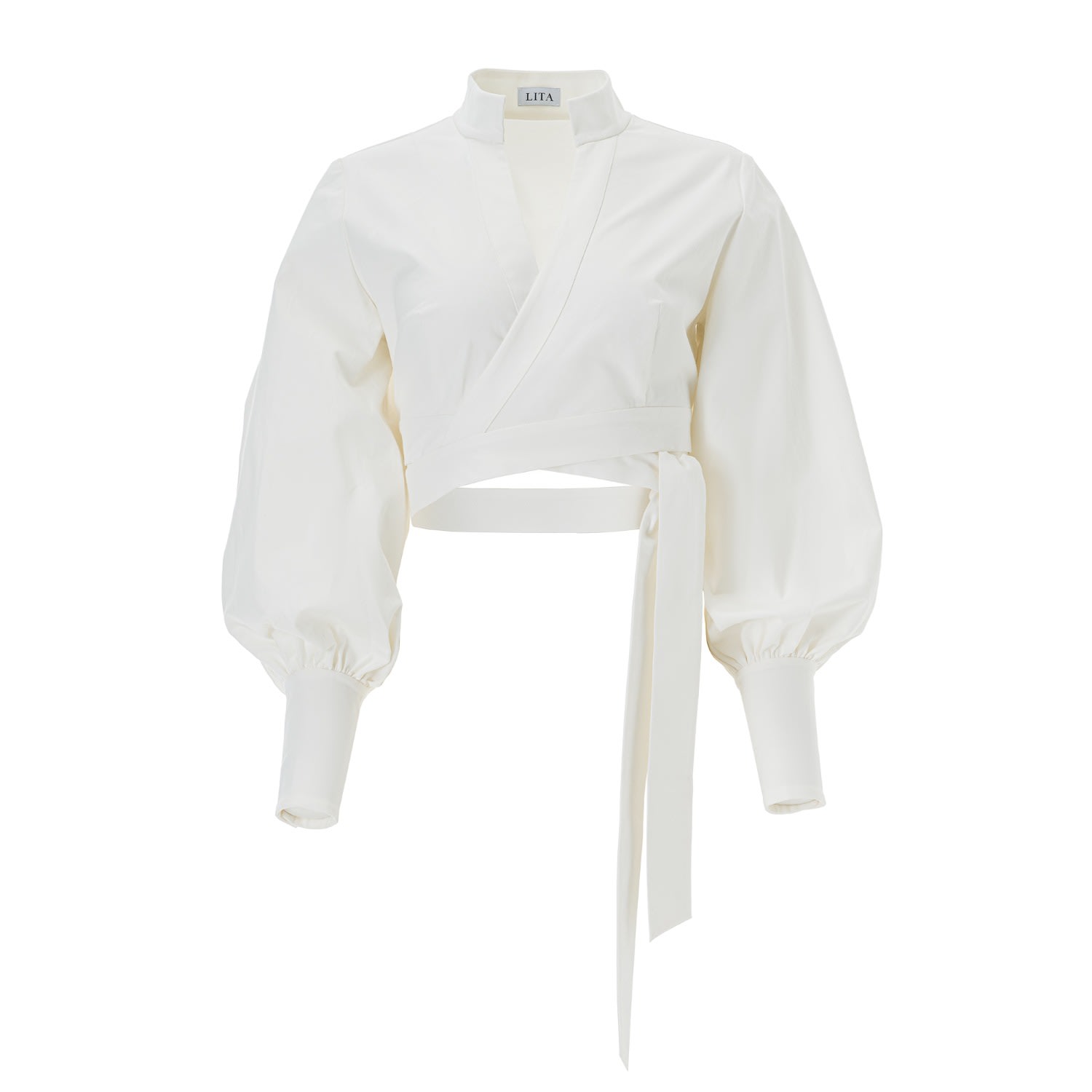 Lita Couture Women's White Wrap Around Crisp Cotton Blouse In Multi