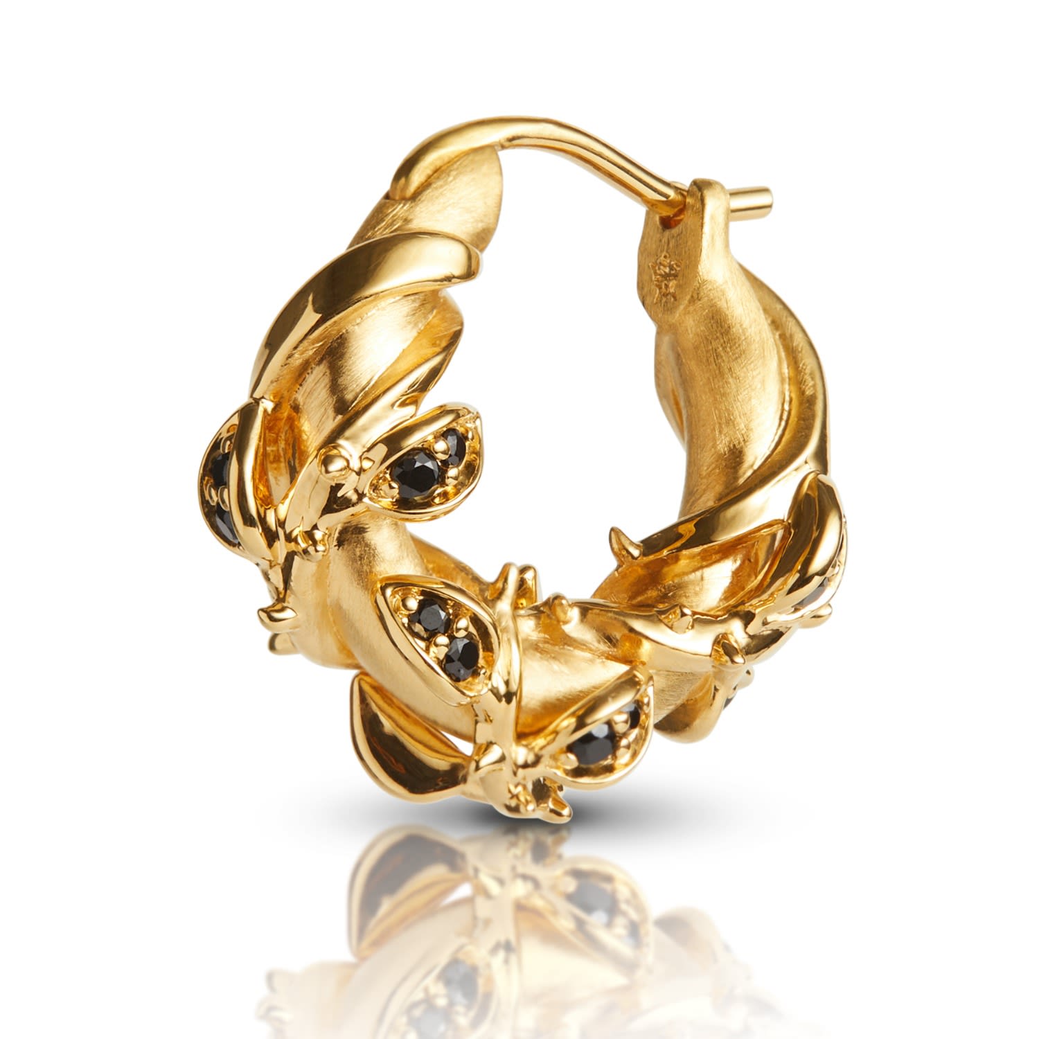 Kasun Women's Enchanted Black Forest Hoop Earring - Gold Vermeil