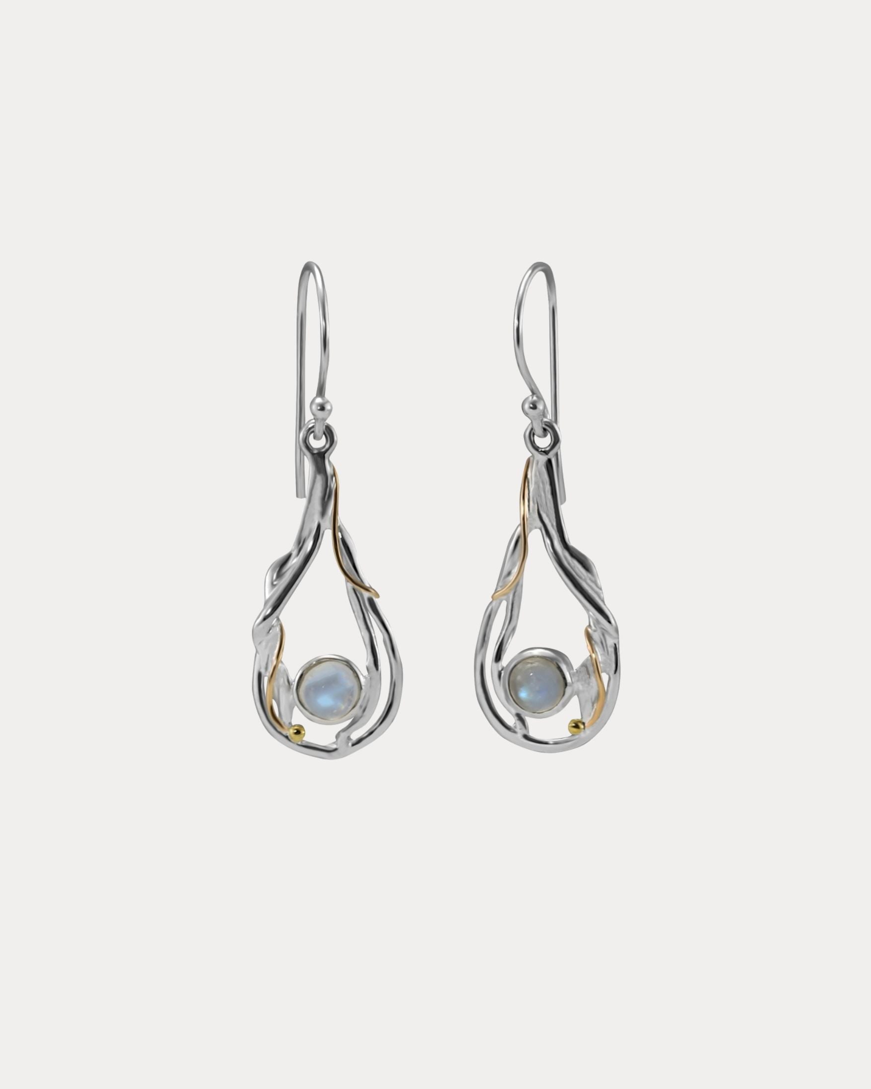 Isla Silver Women's Silver Cabochon Moonstone Dangle Earrings In Silver