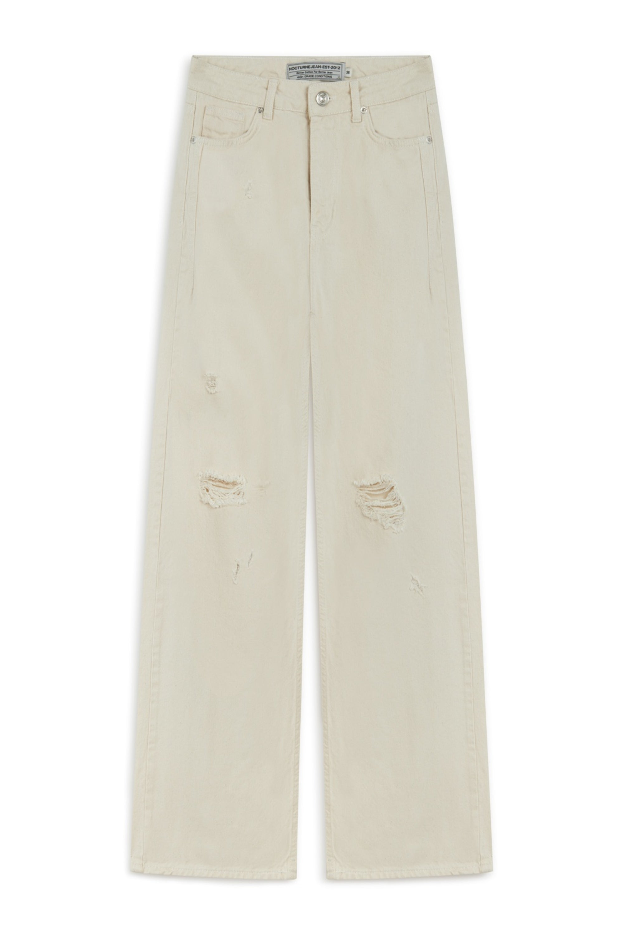 Nocturne Stone Detailed Wide Leg Jeans In White