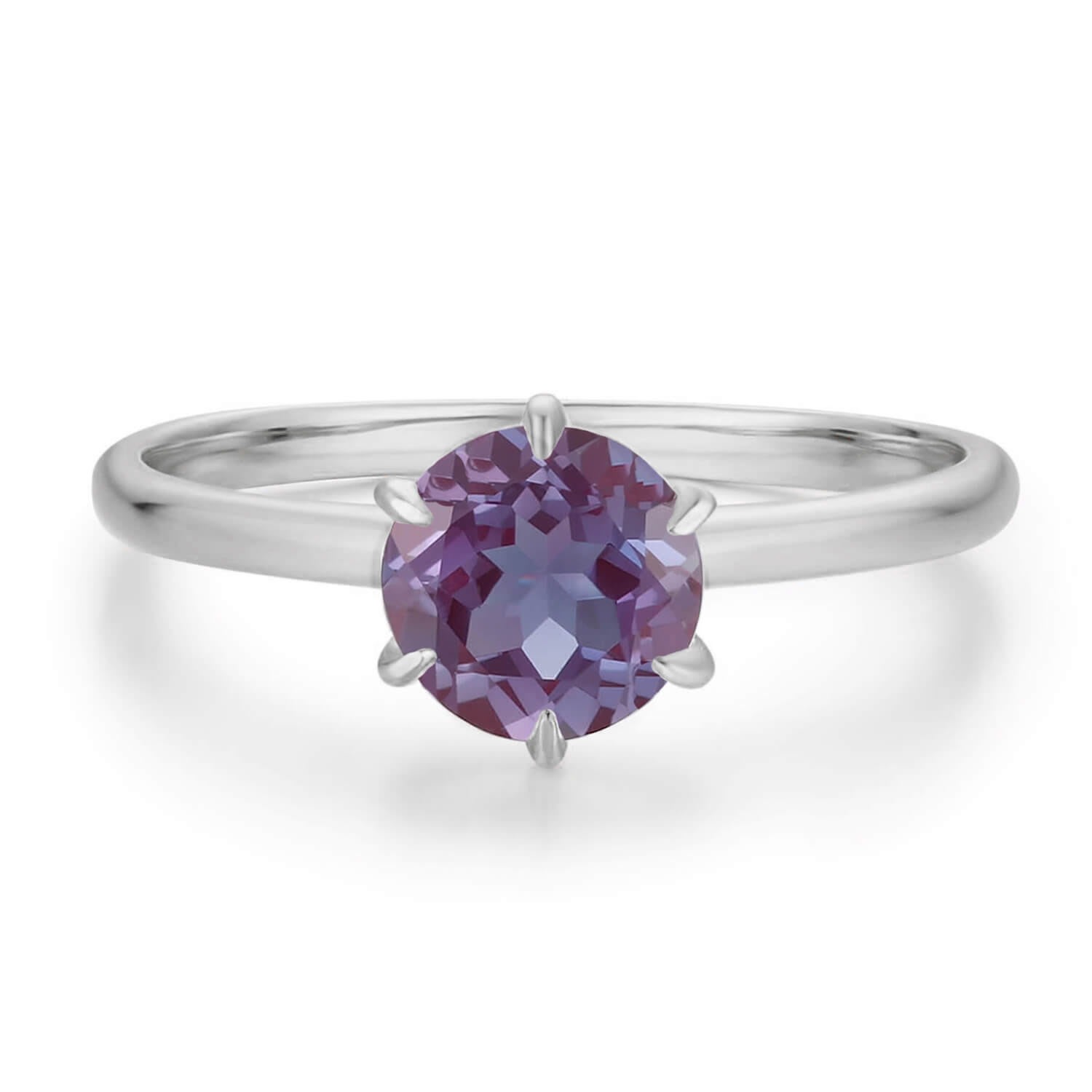 Women’s Silver One Love Round Alexandrite Ring Solid White Gold Azura Jewelry New York