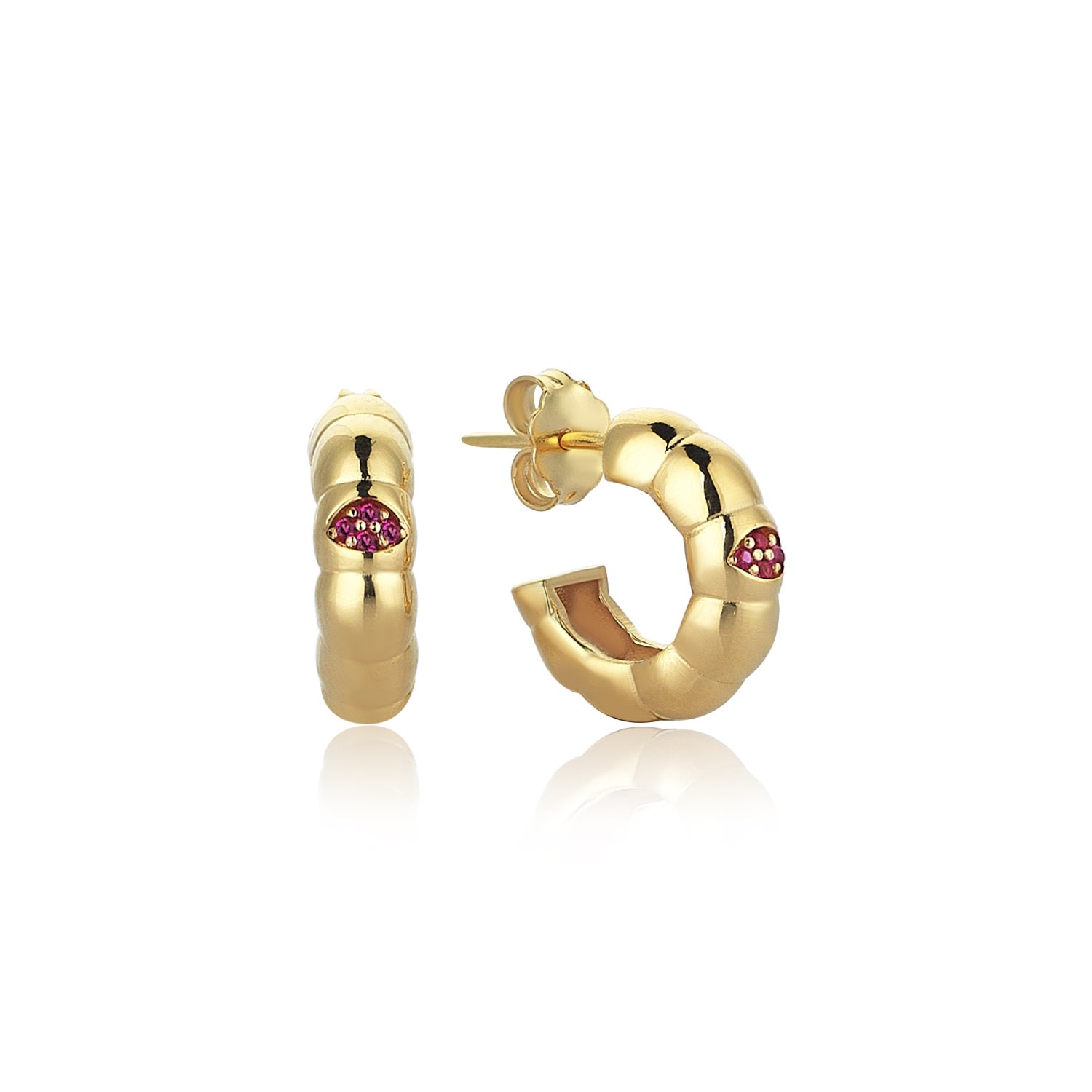 Women’s Pink / Purple Fureya Small Hoop Earrings In Sterling Silver With Gold Plated Pink Odda75