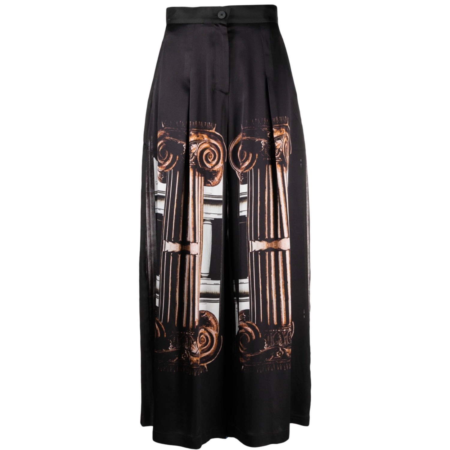 Women’s Black / Gold Printed Silk Wide Trousers Medium Tessitura