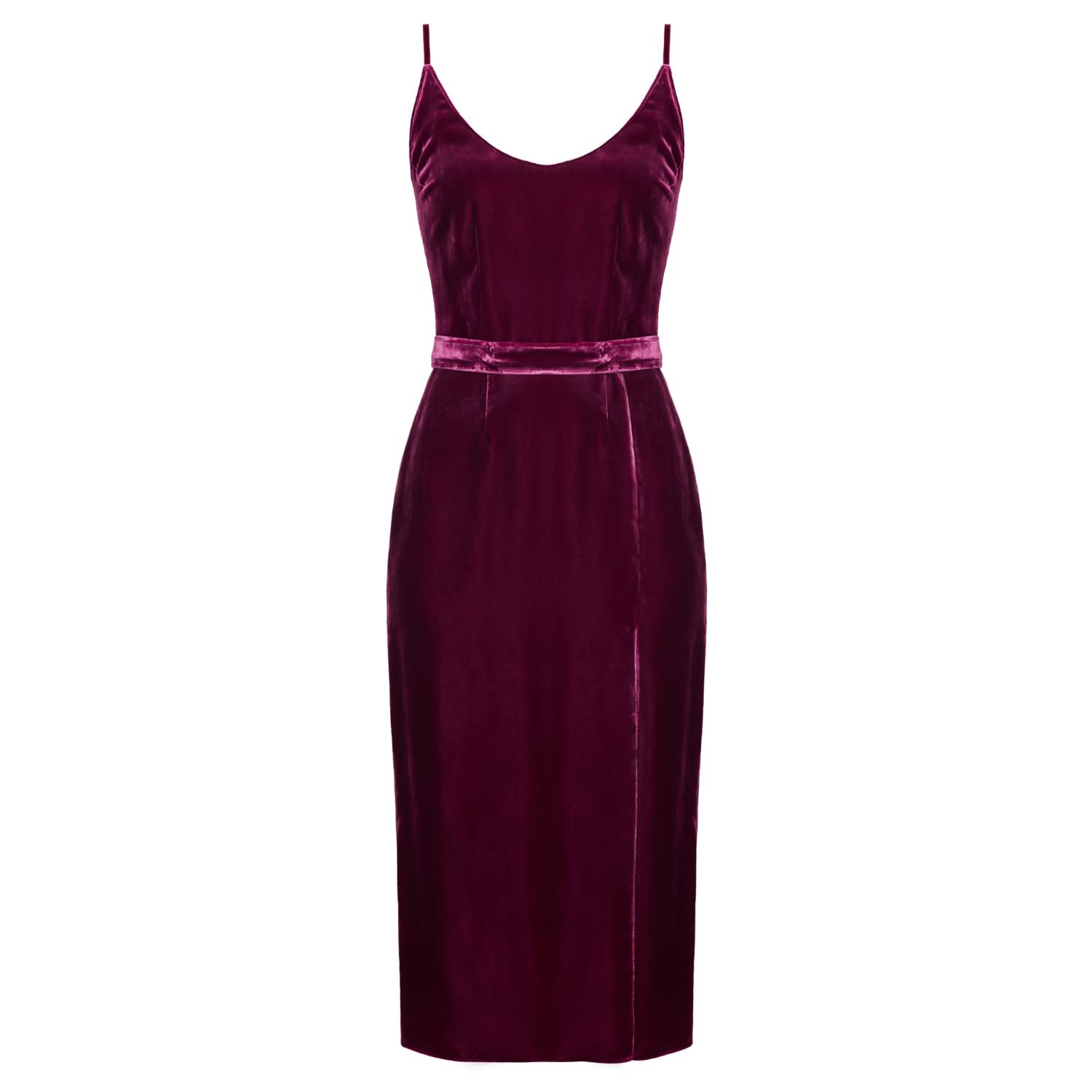 raspberry velvet dress