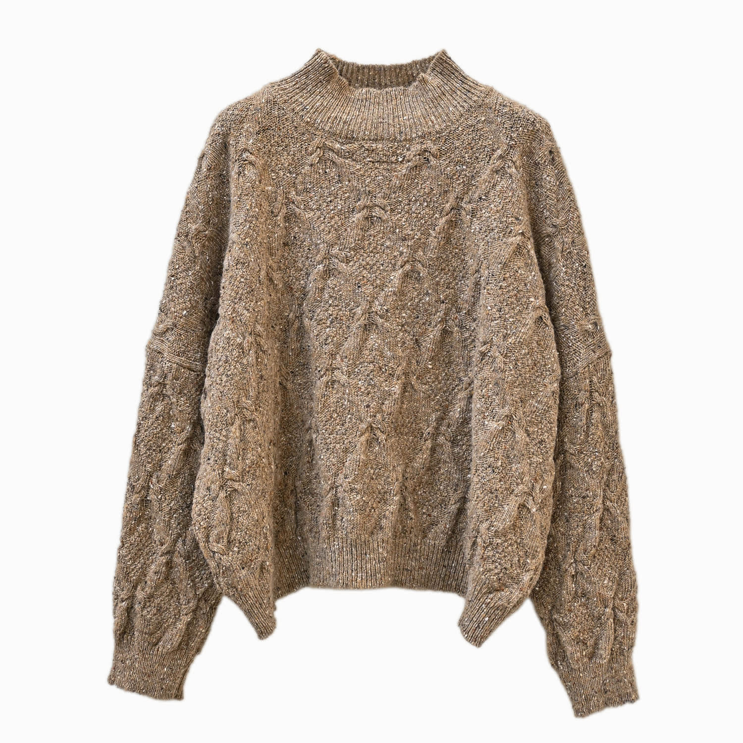 Oubas Women's Brown / Neutrals Ings Donegal Cable Sweater In Biscuit