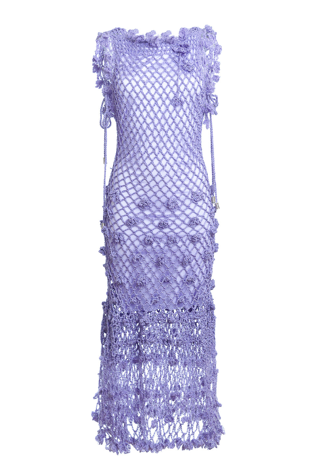 Andreeva Camila Handmade Knit Dress In Blue/pink/purple