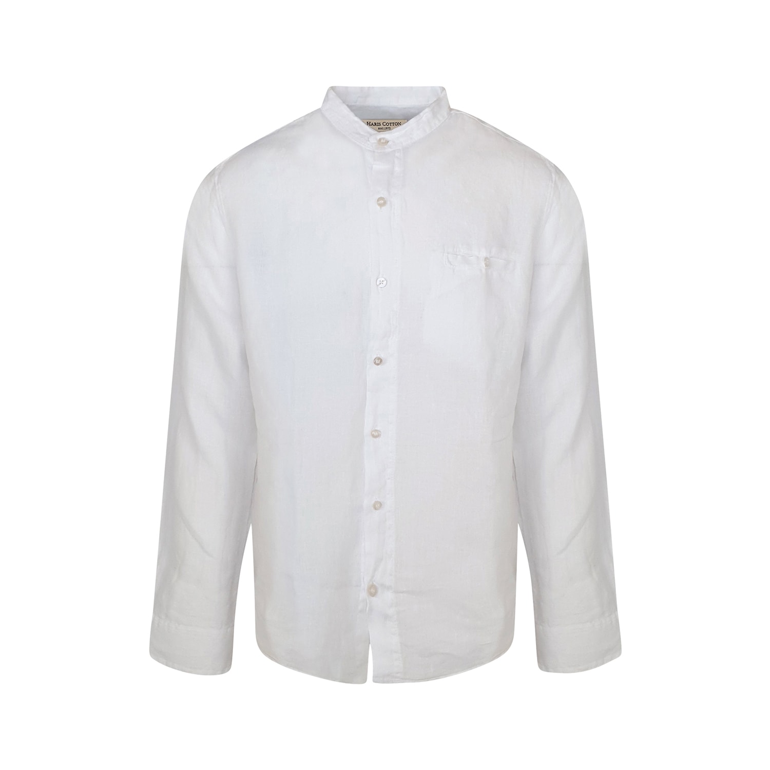 Haris Cotton Men's Slim Fit Mandrin Neck Linen Shirt-white