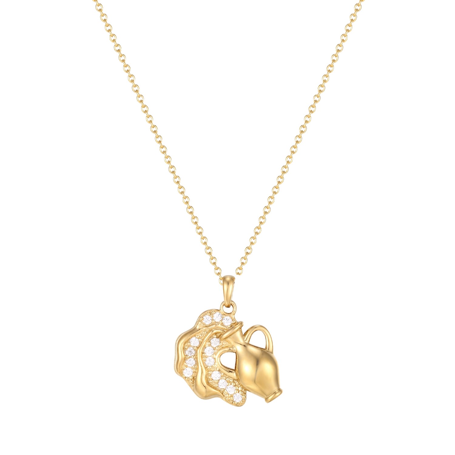 Women’s 22Ct Gold Vermeil Aquarius Zodiac Sign Necklace Seol + Gold