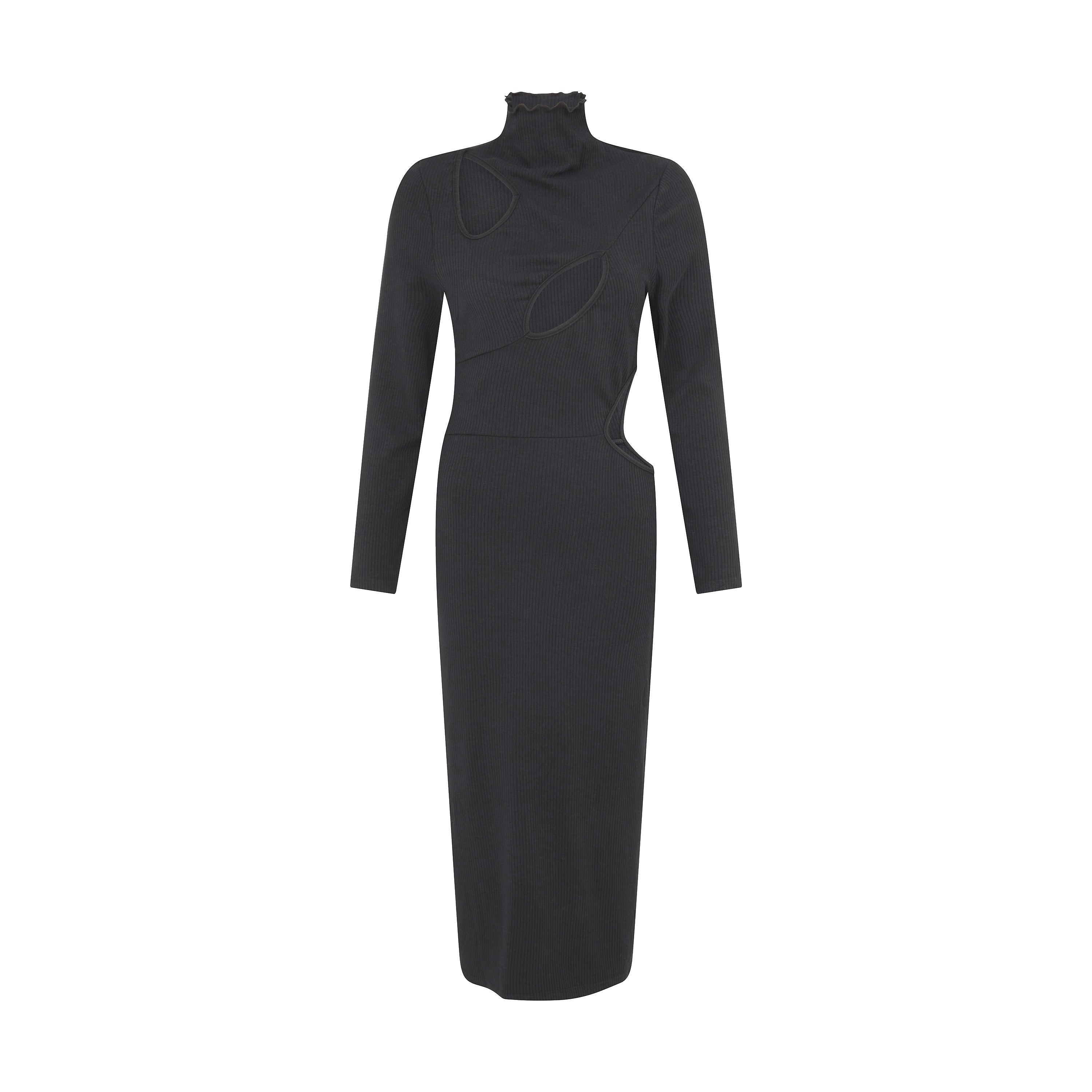 Sour Figs Women's Cutout Stretch Knit Midi Dress In Black In Black