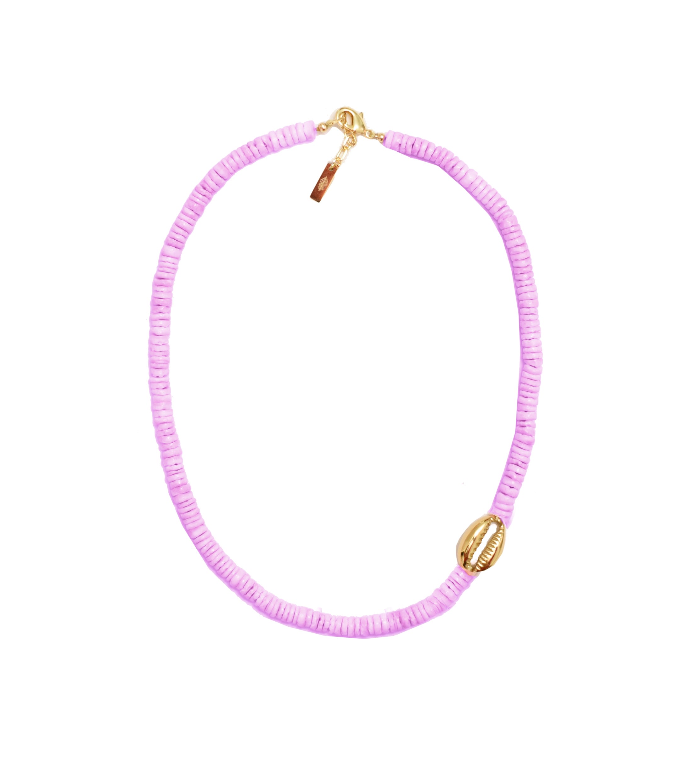 Adriana Pappas Designs Women's Heishi Mini Gold Shell Choker - Lavender In Pink