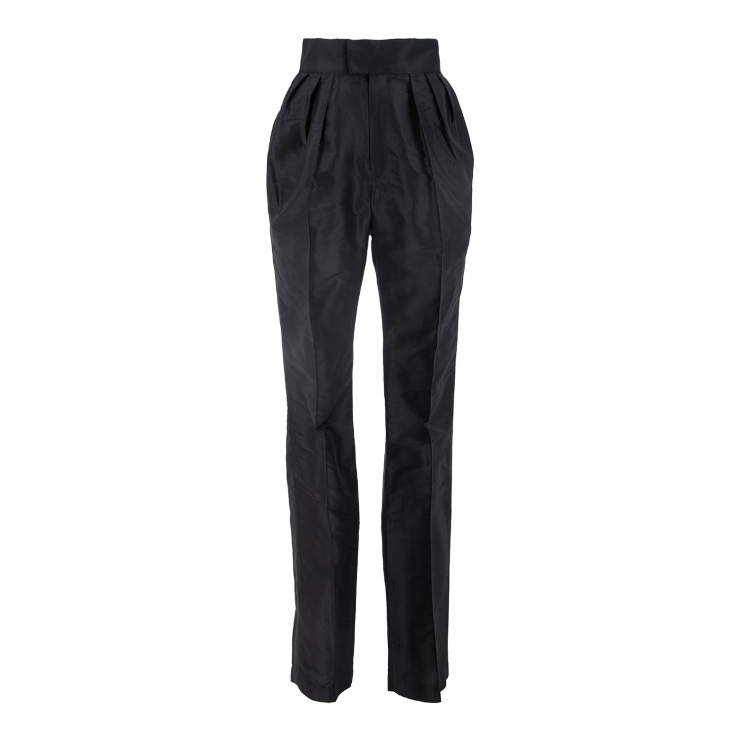 Women’s Black Silk High-Waisted Trousers Small Rua & Rua