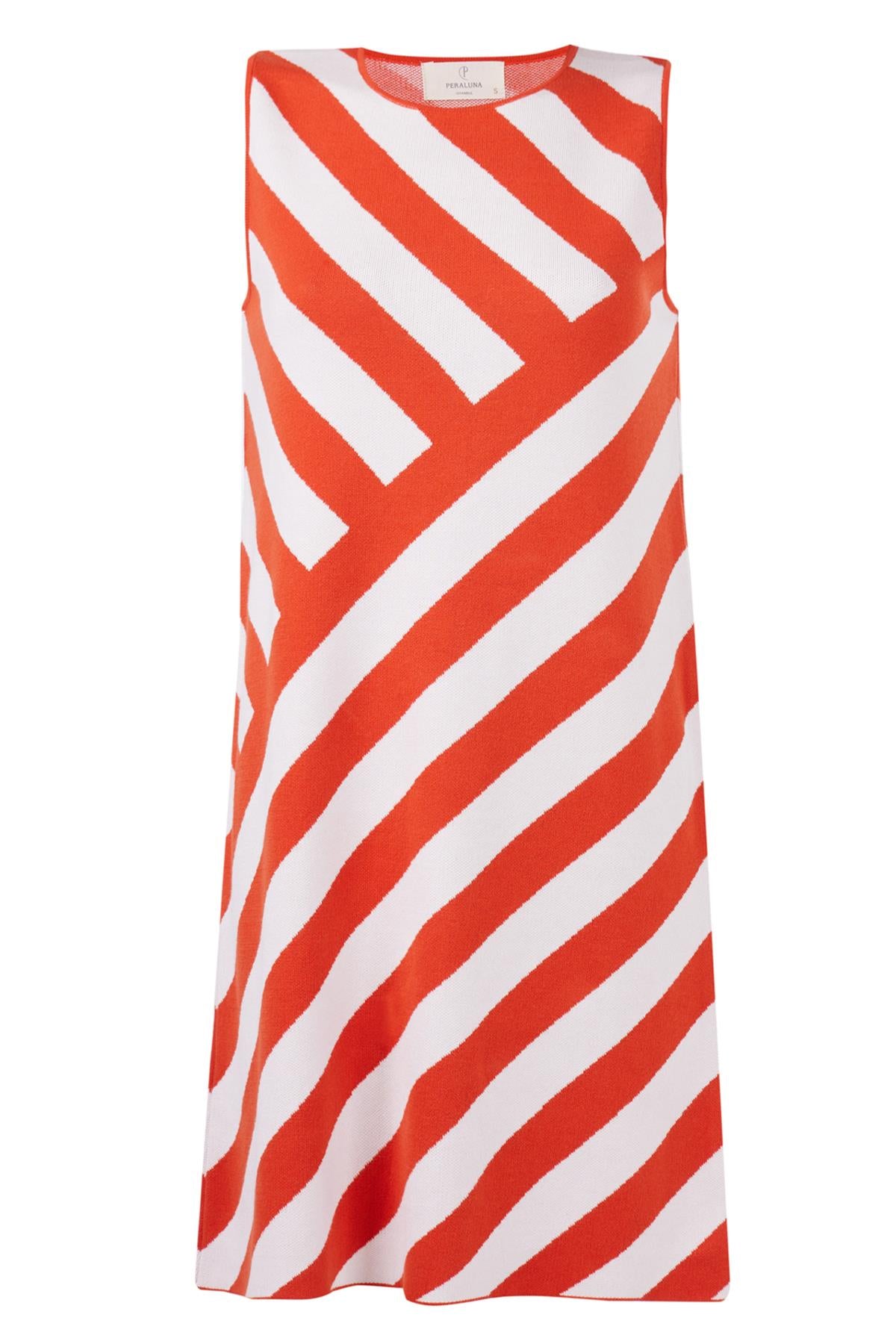 Peraluna Women's White / Red Paula Fine Knit Mini Dress In Red / White In White/red