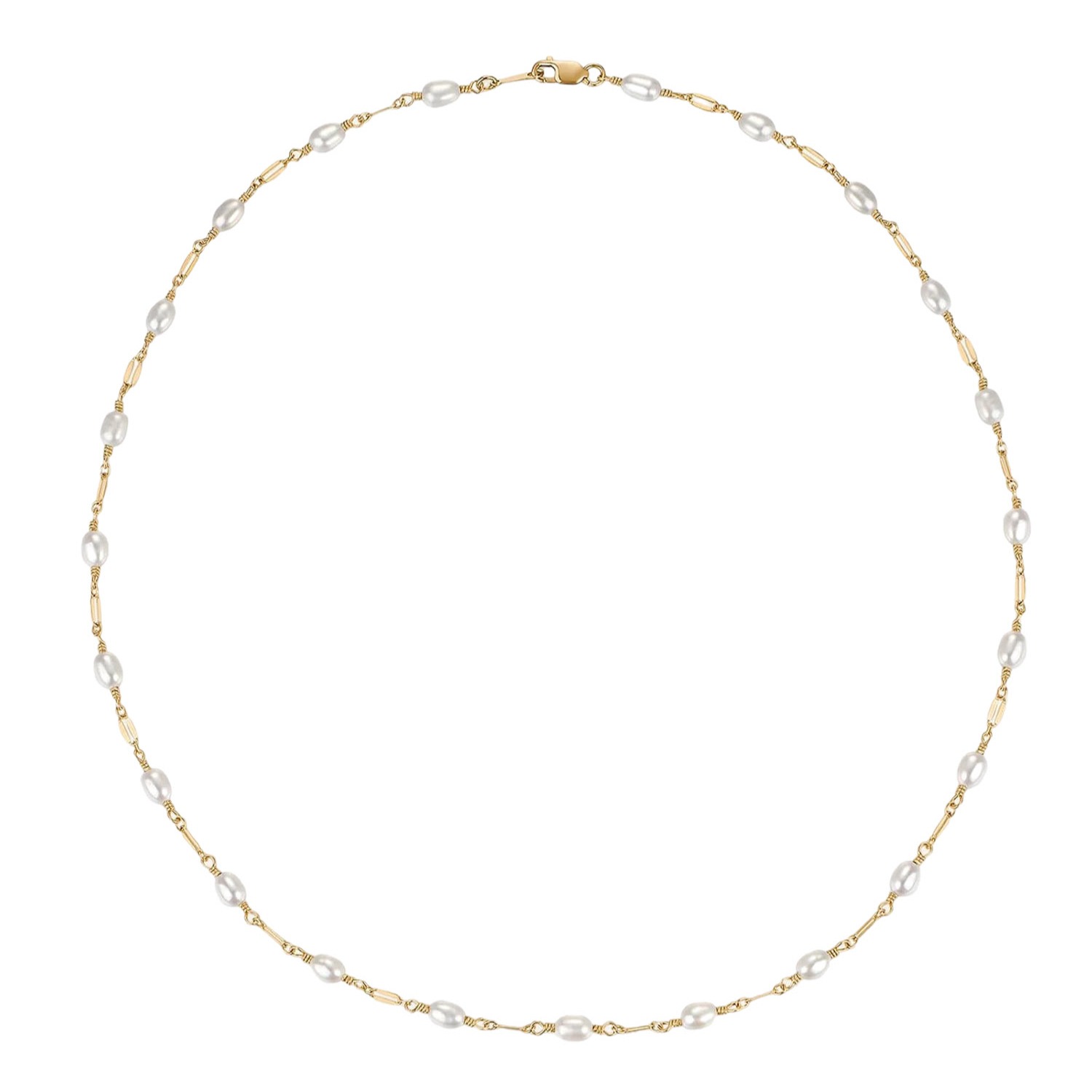 Katy Faye Women's Gold / White Michelle Rice Pearl Necklace