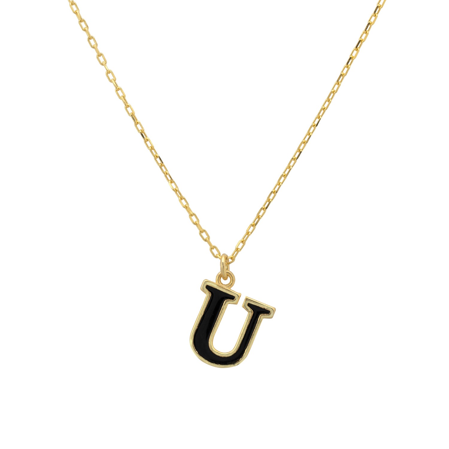 Women’s Gold / Black Initial Enamel Necklace Gold U Latelita